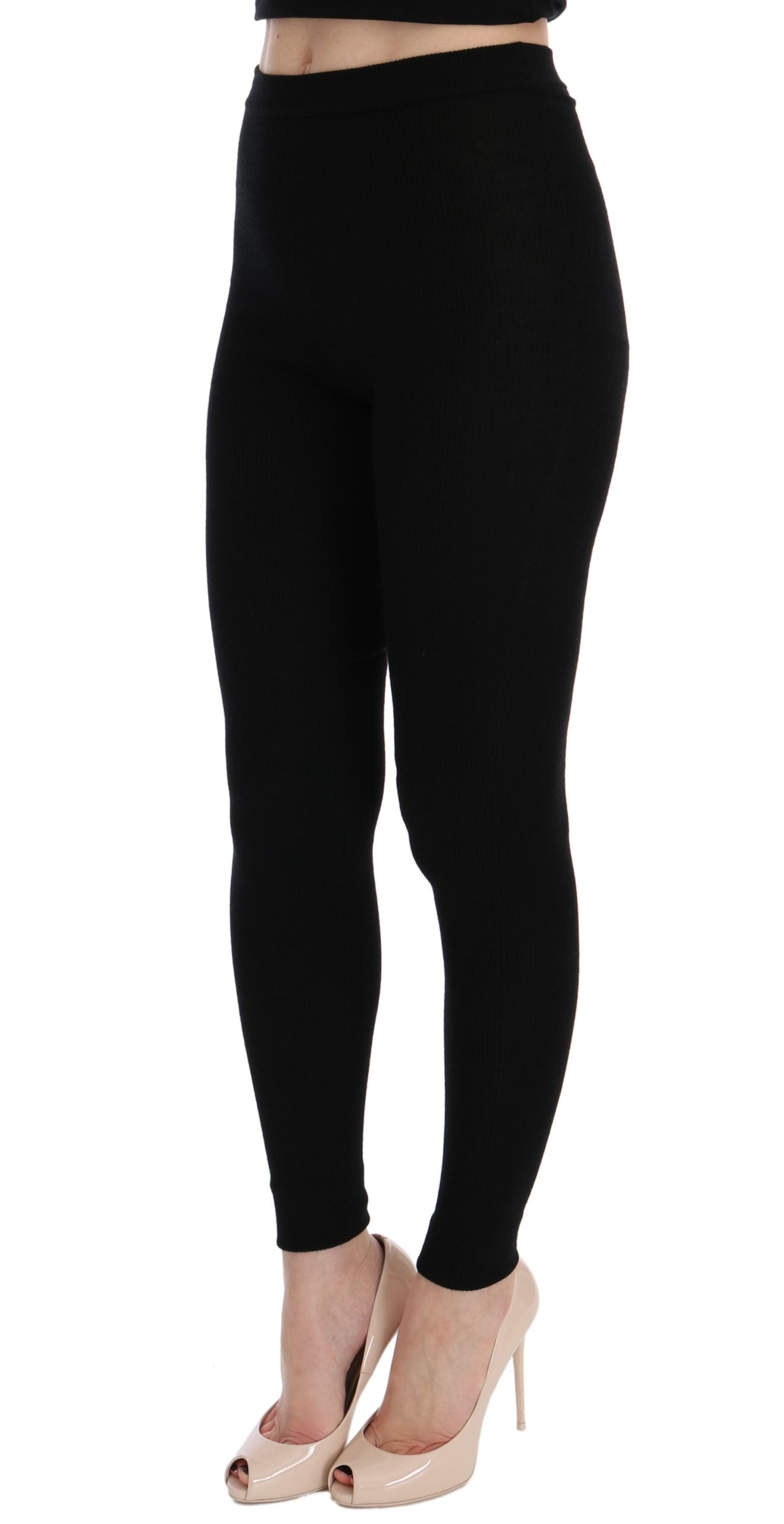 Black Slim Fit Women Cashmere Pants