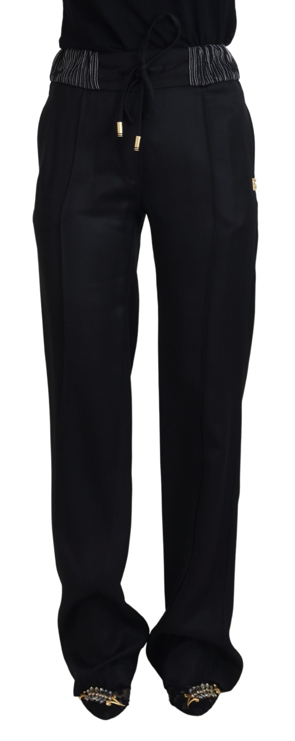 Black Straight Fit Cotton Pants