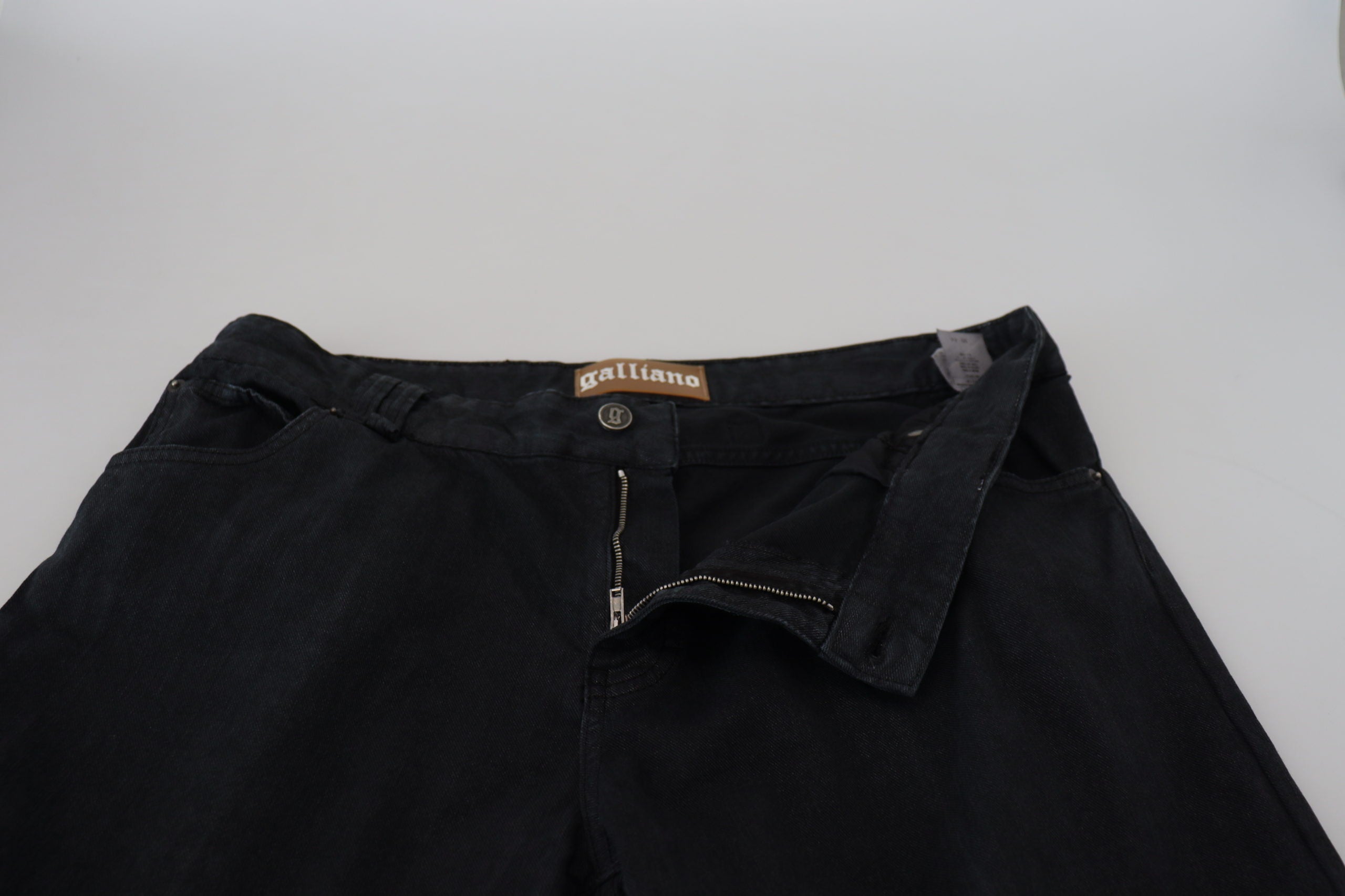 Black Cotton Back Buckle Casual Denim Jeans