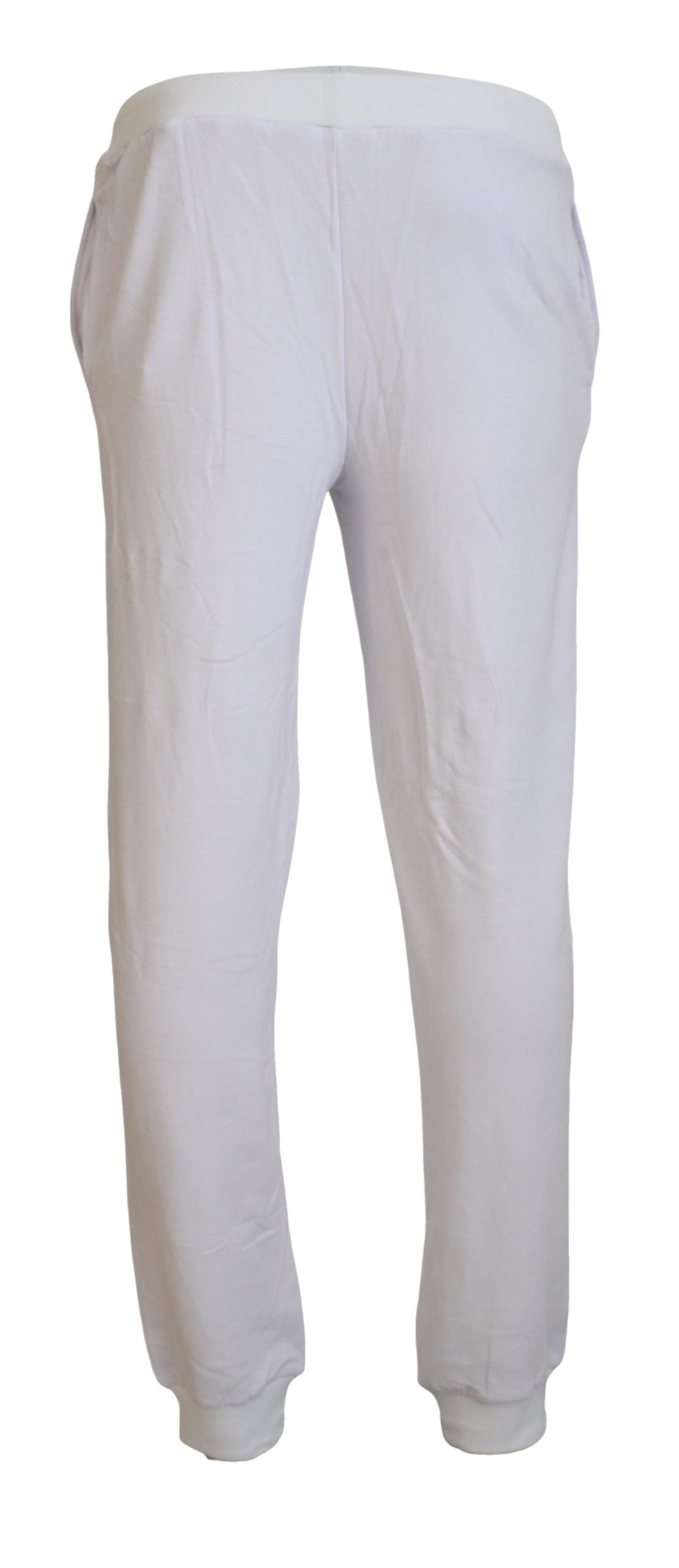 White Cotton Logo Mens Jogger Pants