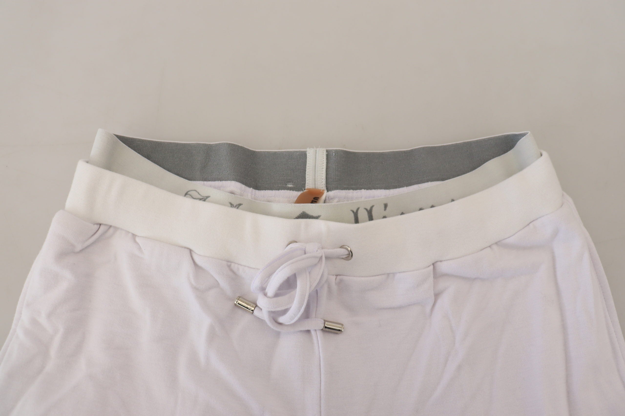 White Cotton Logo Mens Jogger Pants