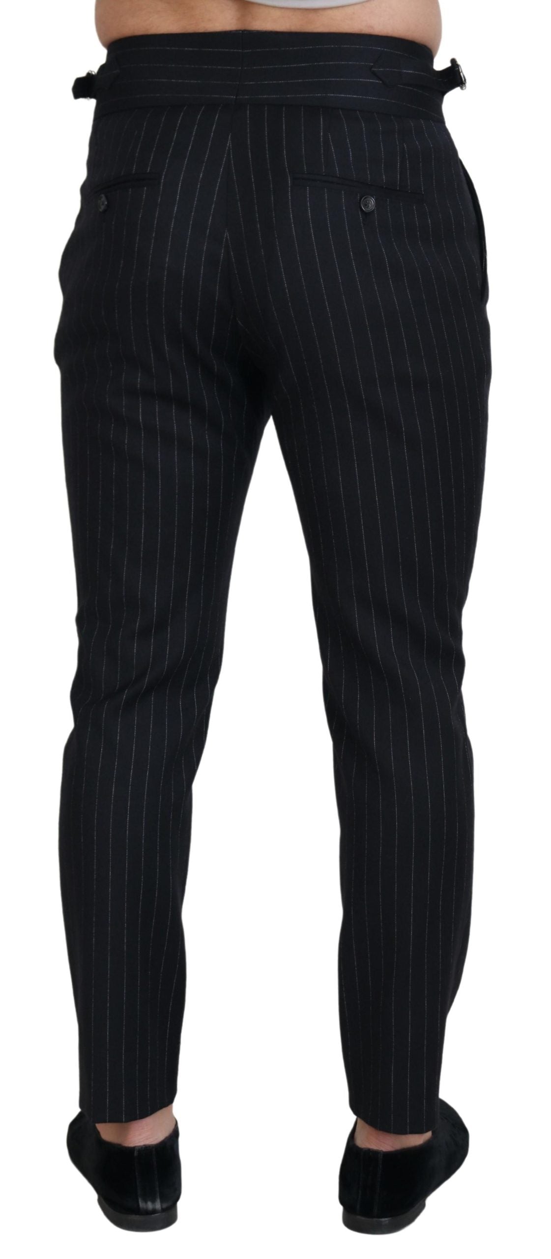 Black Wool Striped Chino Pants