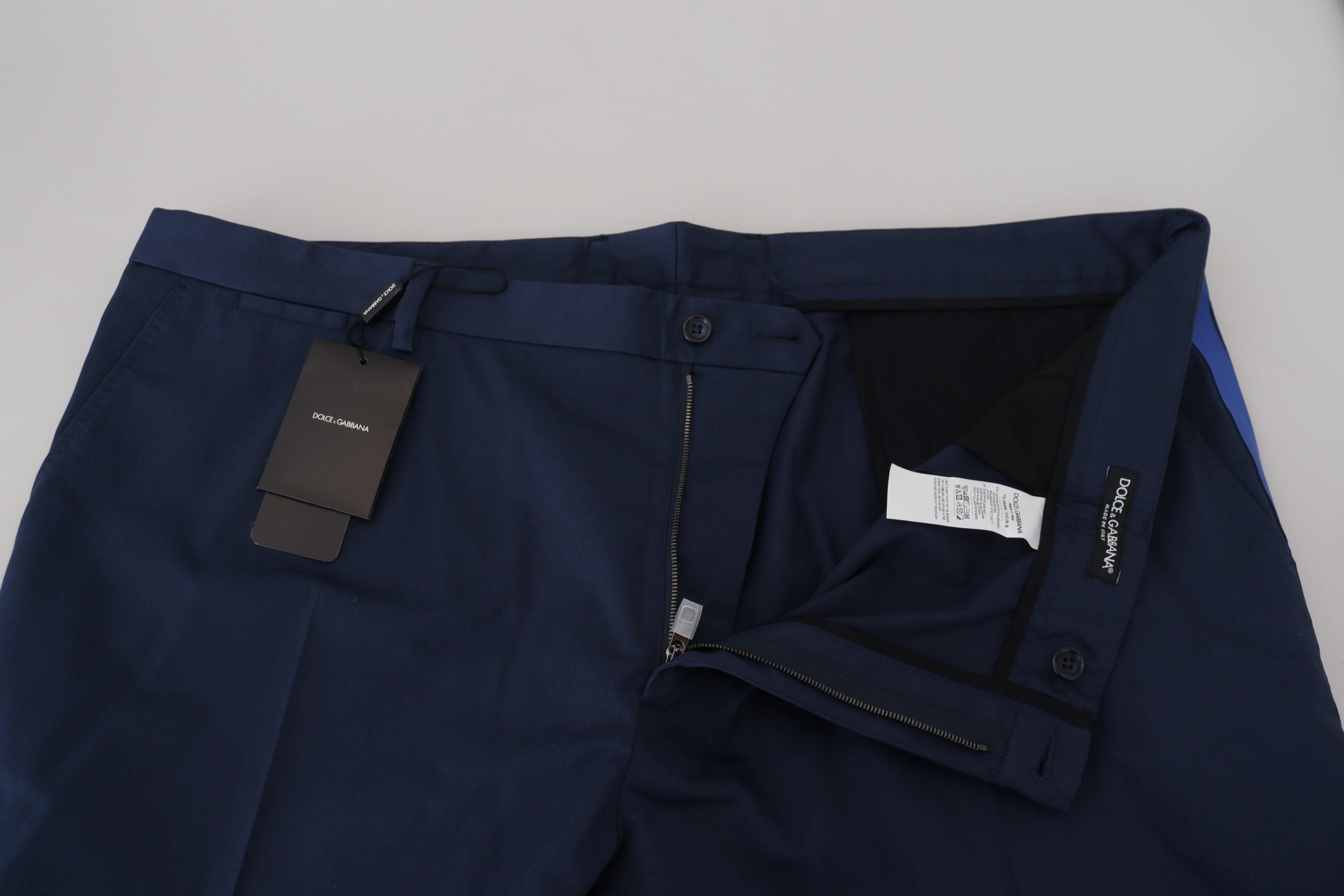 Blue Cotton Men Cropped Pants