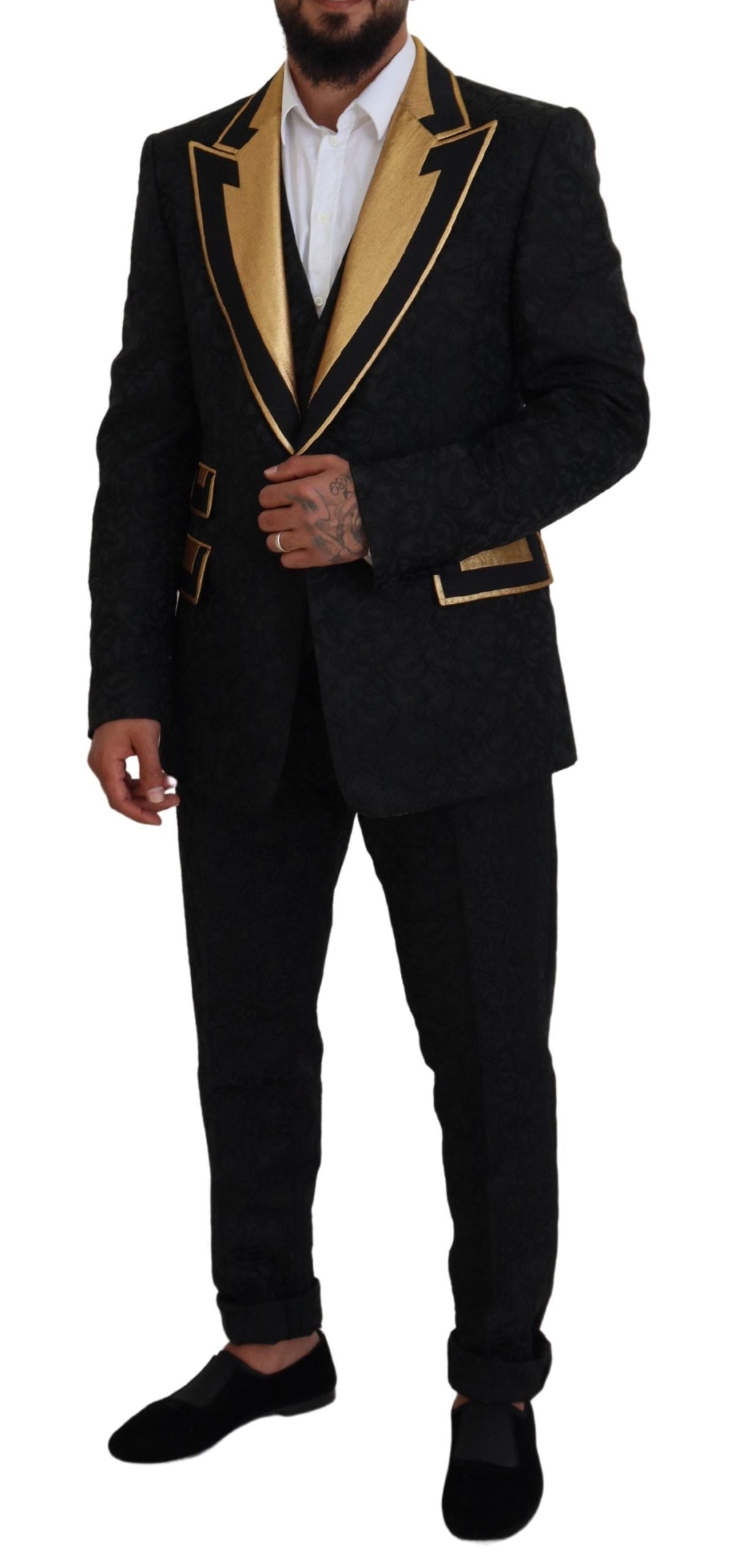 Black Gold Fantasy Tuxedo Slim Fit Suit