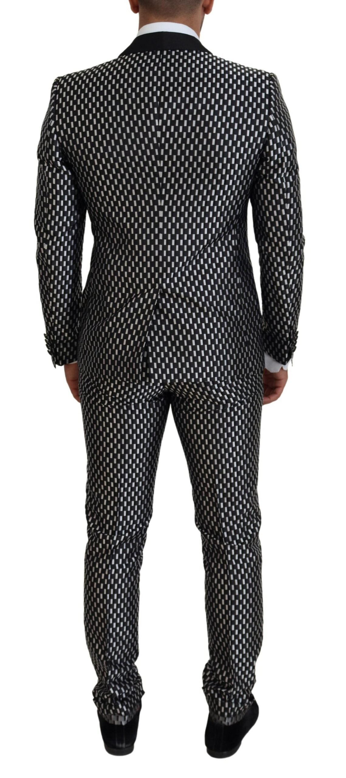 Black White Silk MARTINI Slim Fit Suit