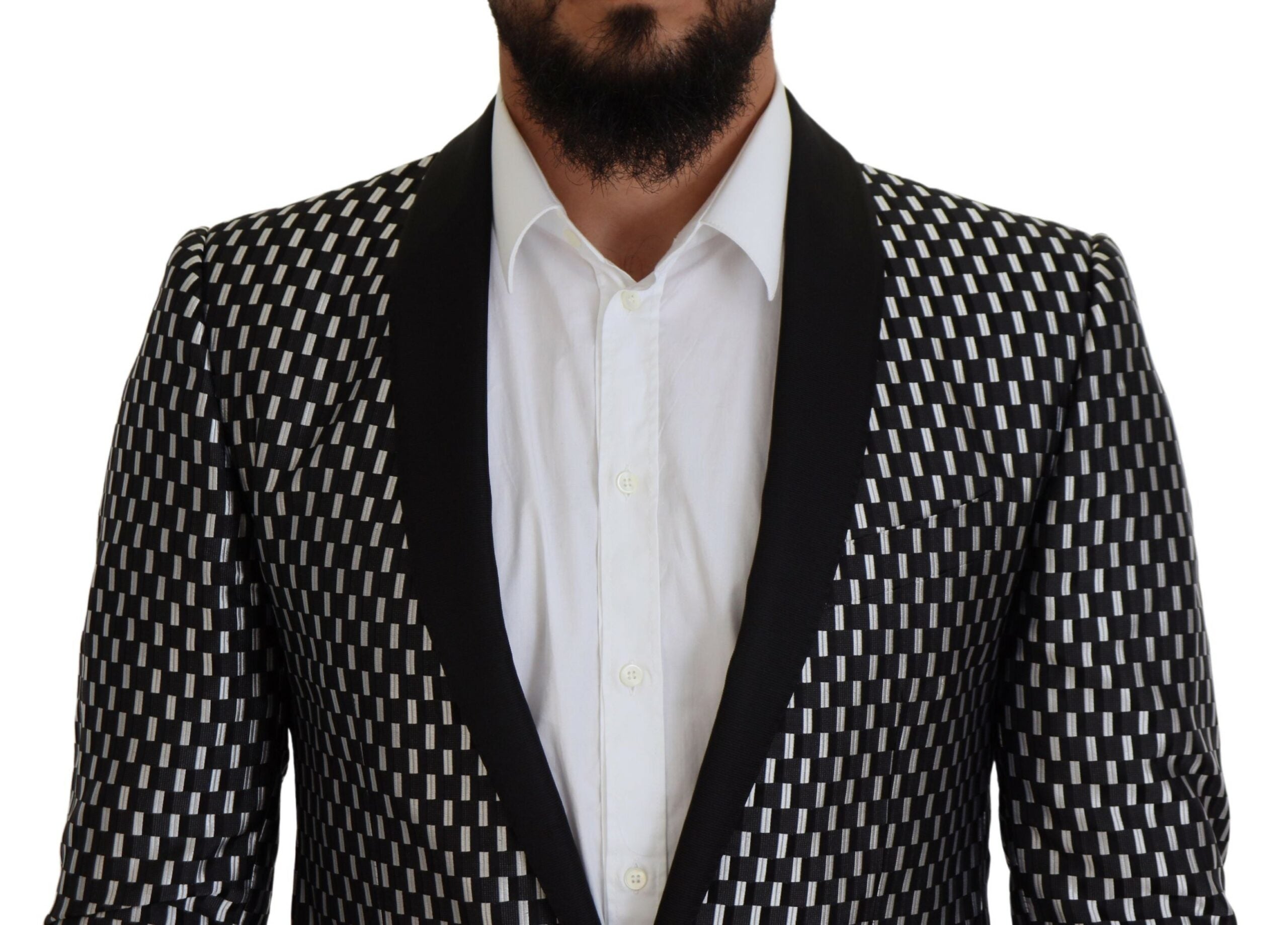 Black White Silk MARTINI Slim Fit Suit