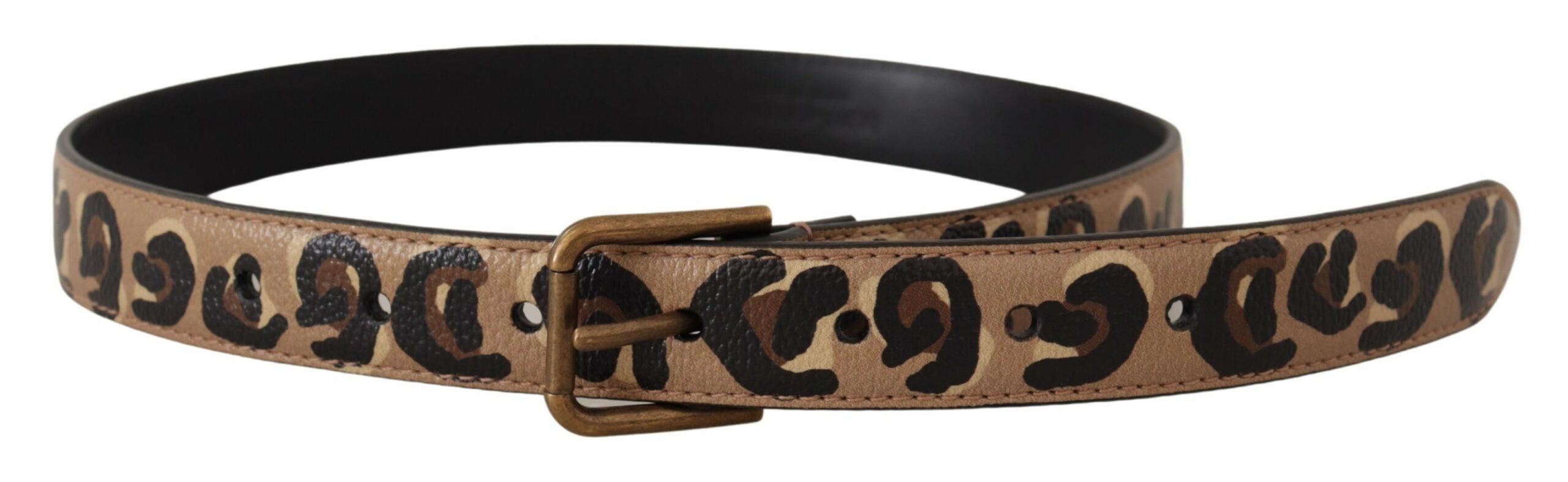 Brown Leopard Print Vintage Metal Waist Buckle Belt