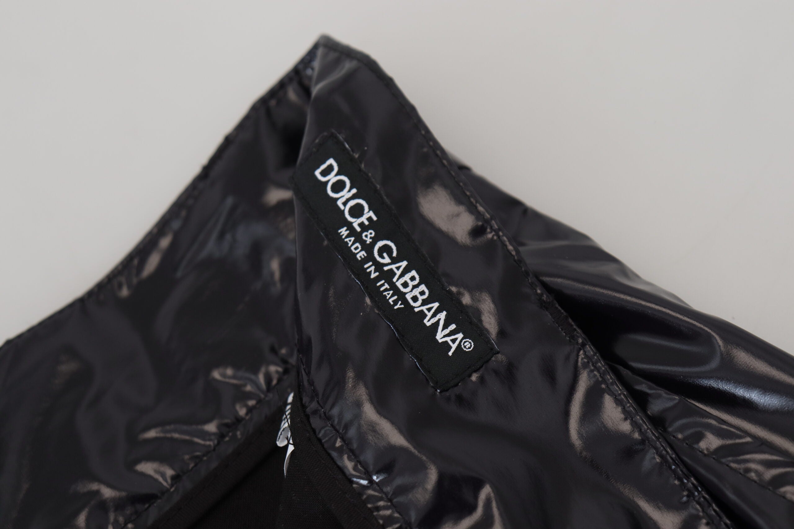 Black Shining Nylon Skinny Men Pants