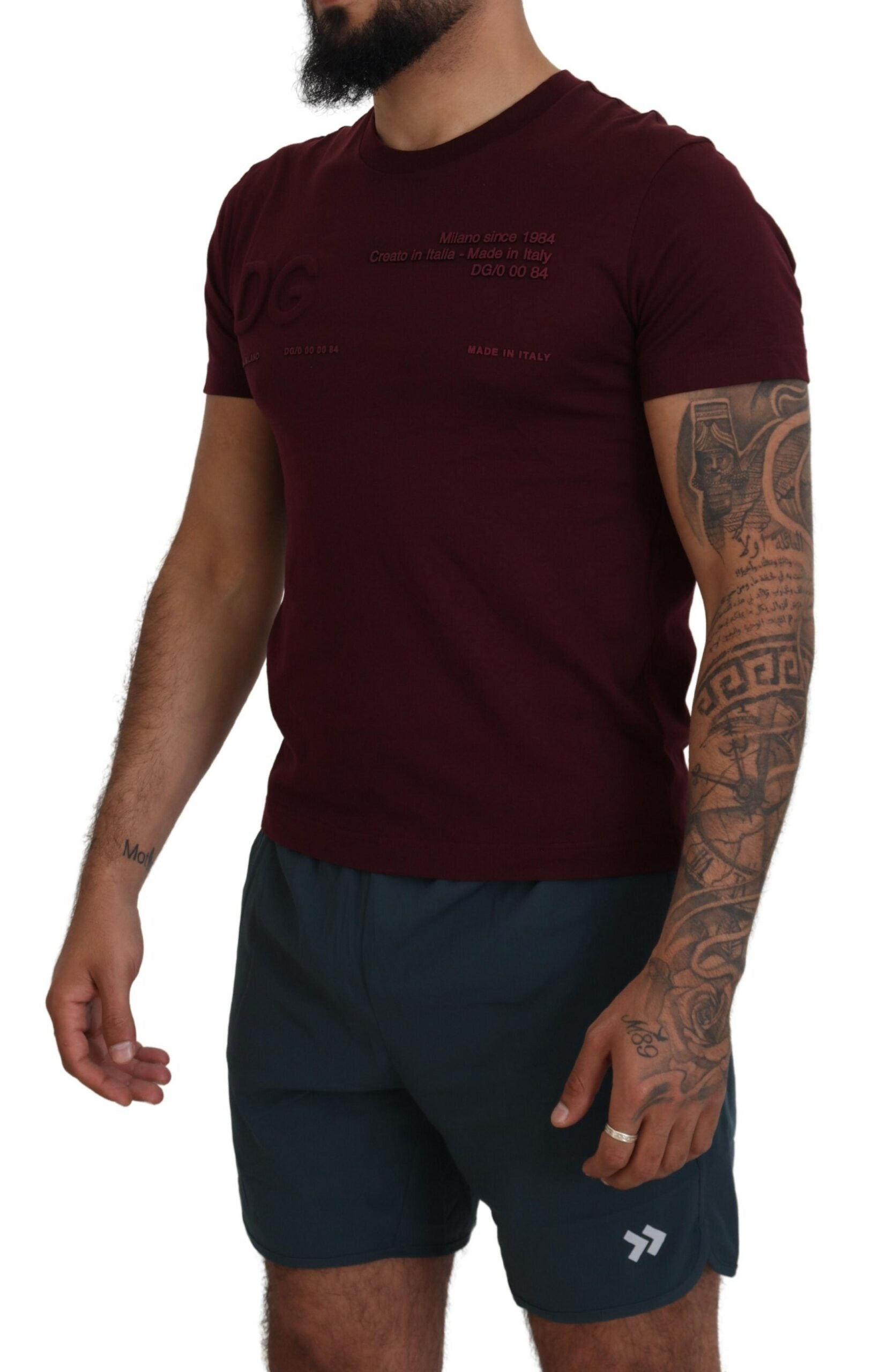 Maroon Printed Short Sleeves Men T-shirt