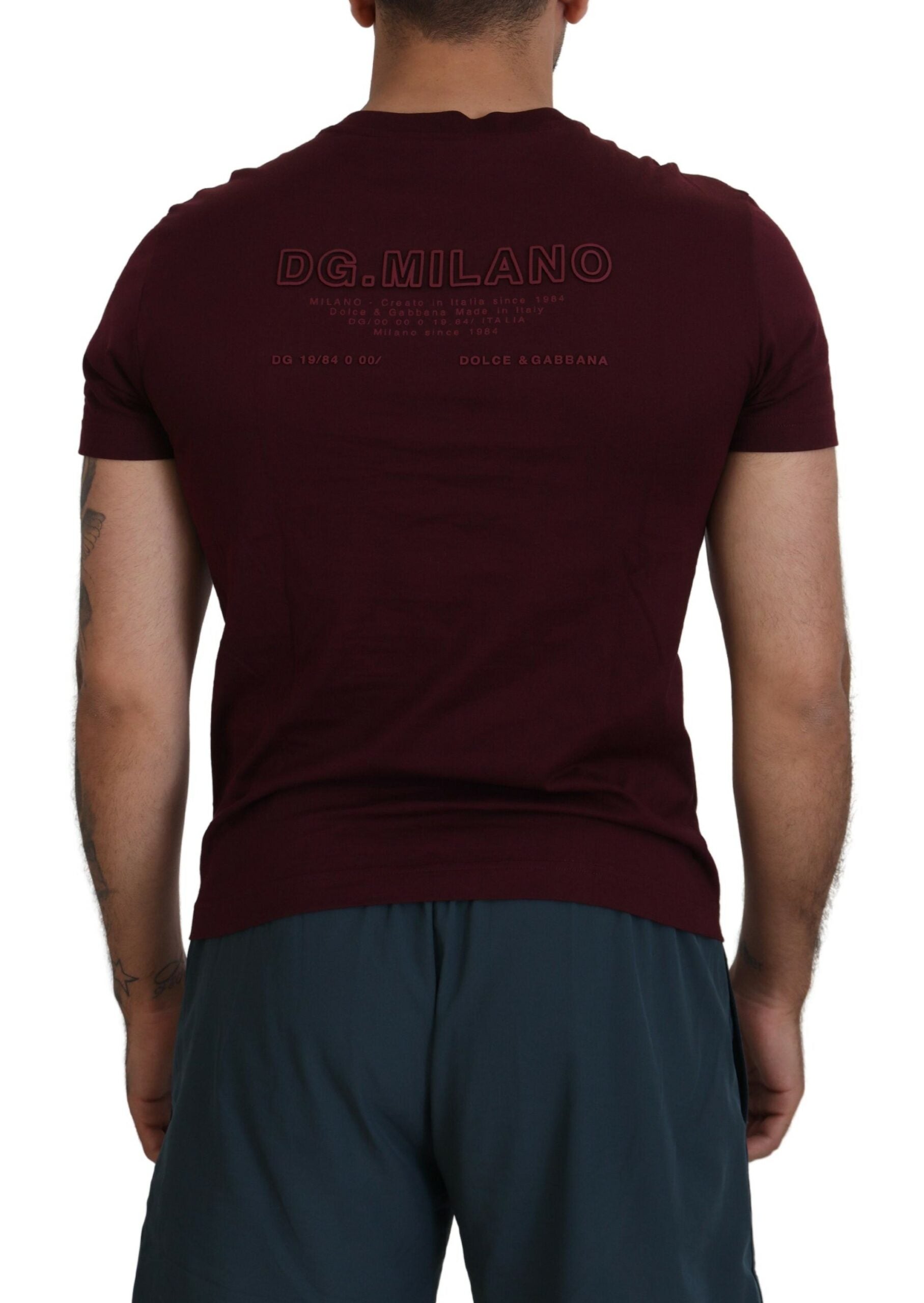 Maroon Printed Short Sleeves Men T-shirt