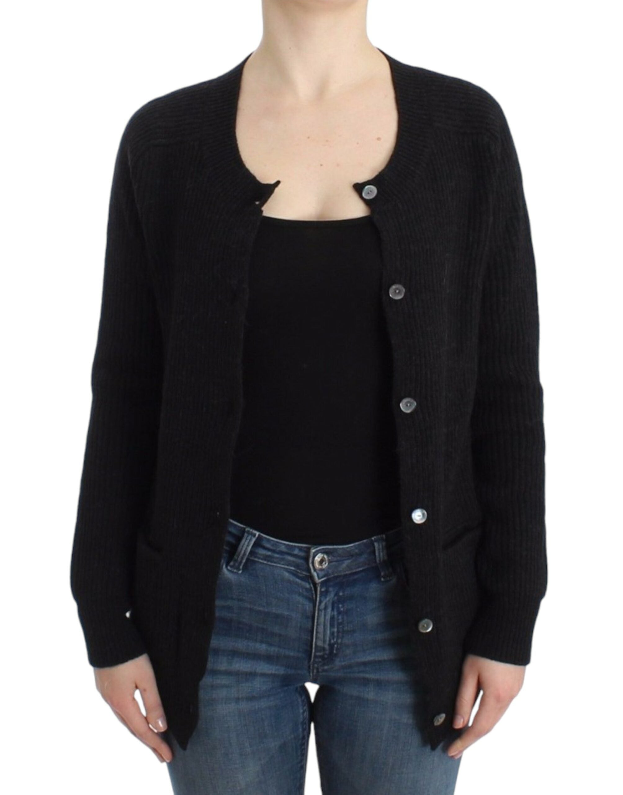 Black wool cardigan