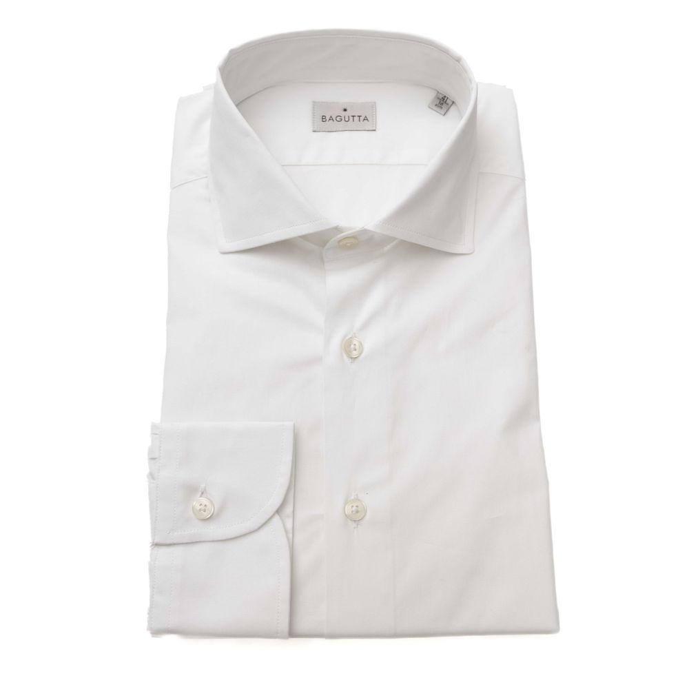 White Cotton Men's Shirt Slim Fit With French Collar
