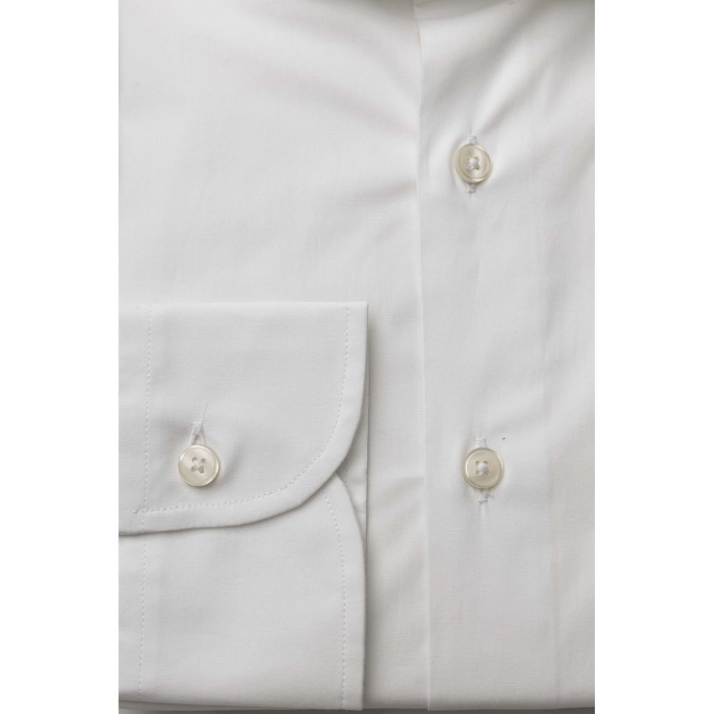 White Cotton Men's Shirt Slim Fit With French Collar