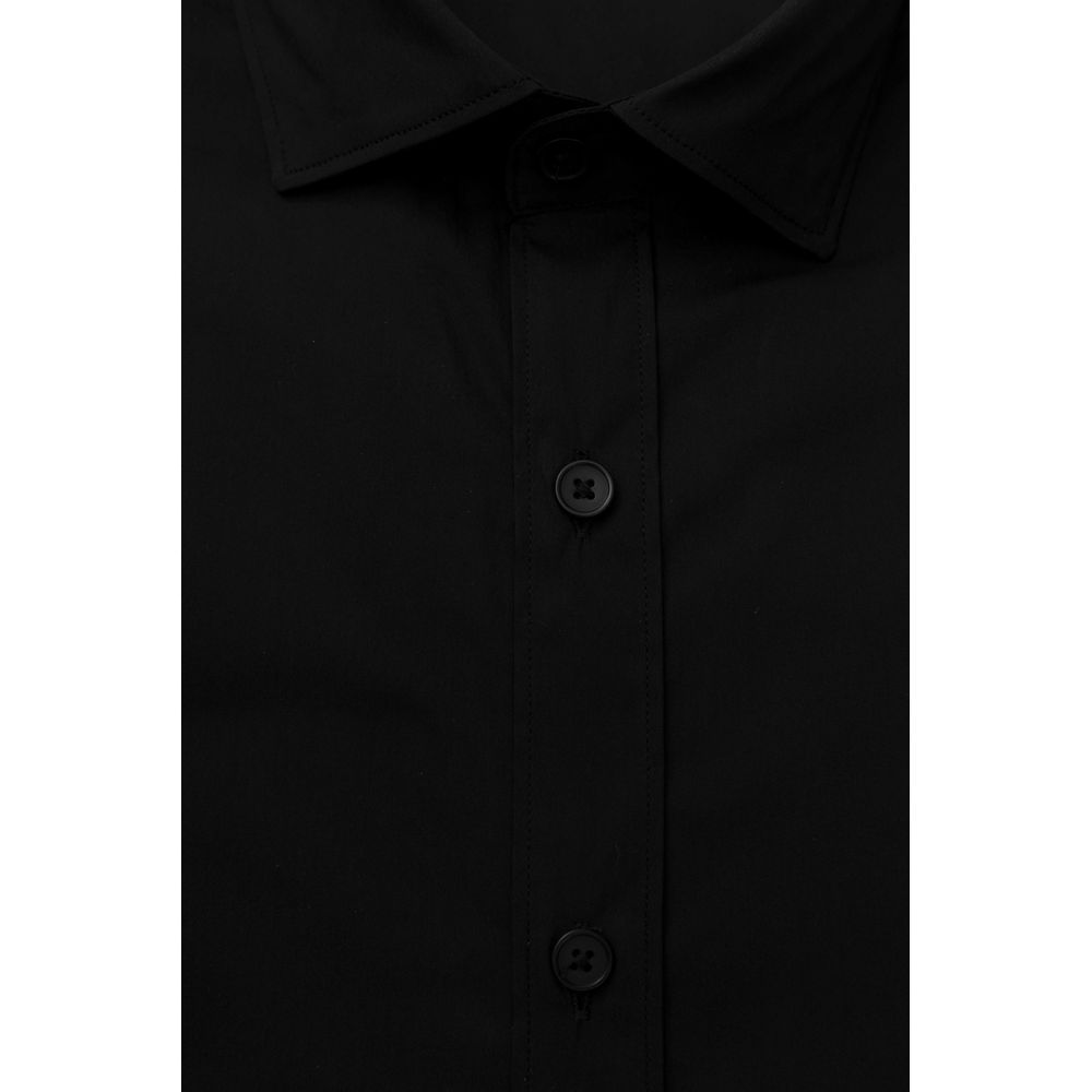 Black Cotton Men Shirt with French Collar