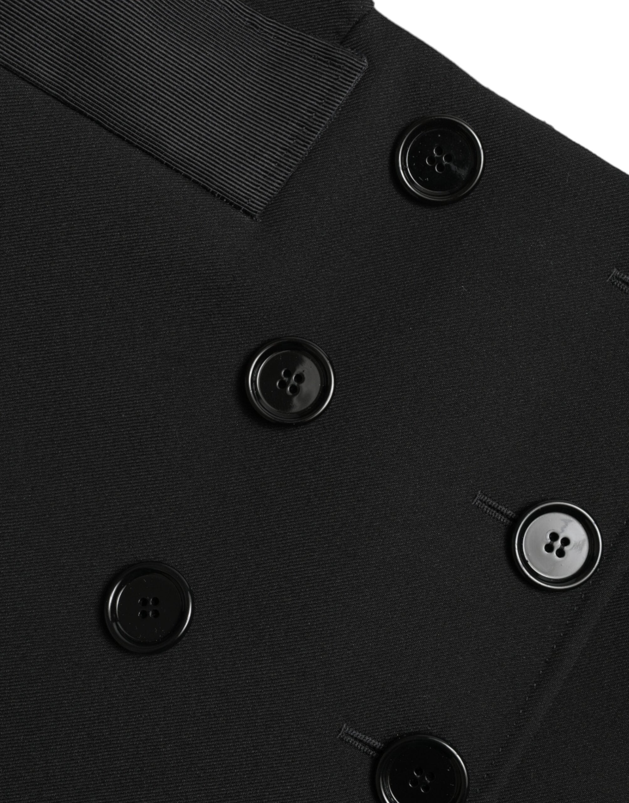 Black Wool Button High Waist Aline Mini Skirt