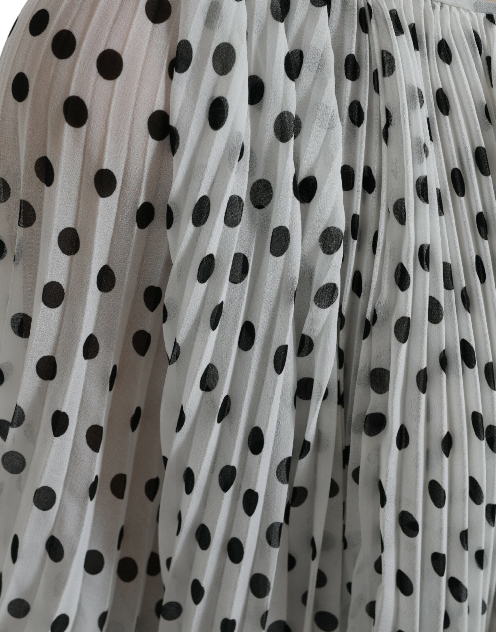 White Polka Dot A-line Pleated Maxi Dress