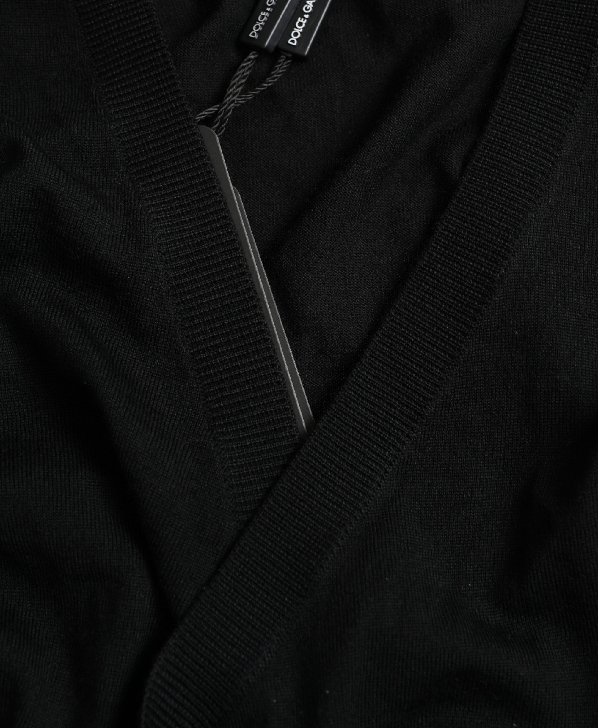 Black Wool V-neck Crossed Cardigan Sweater