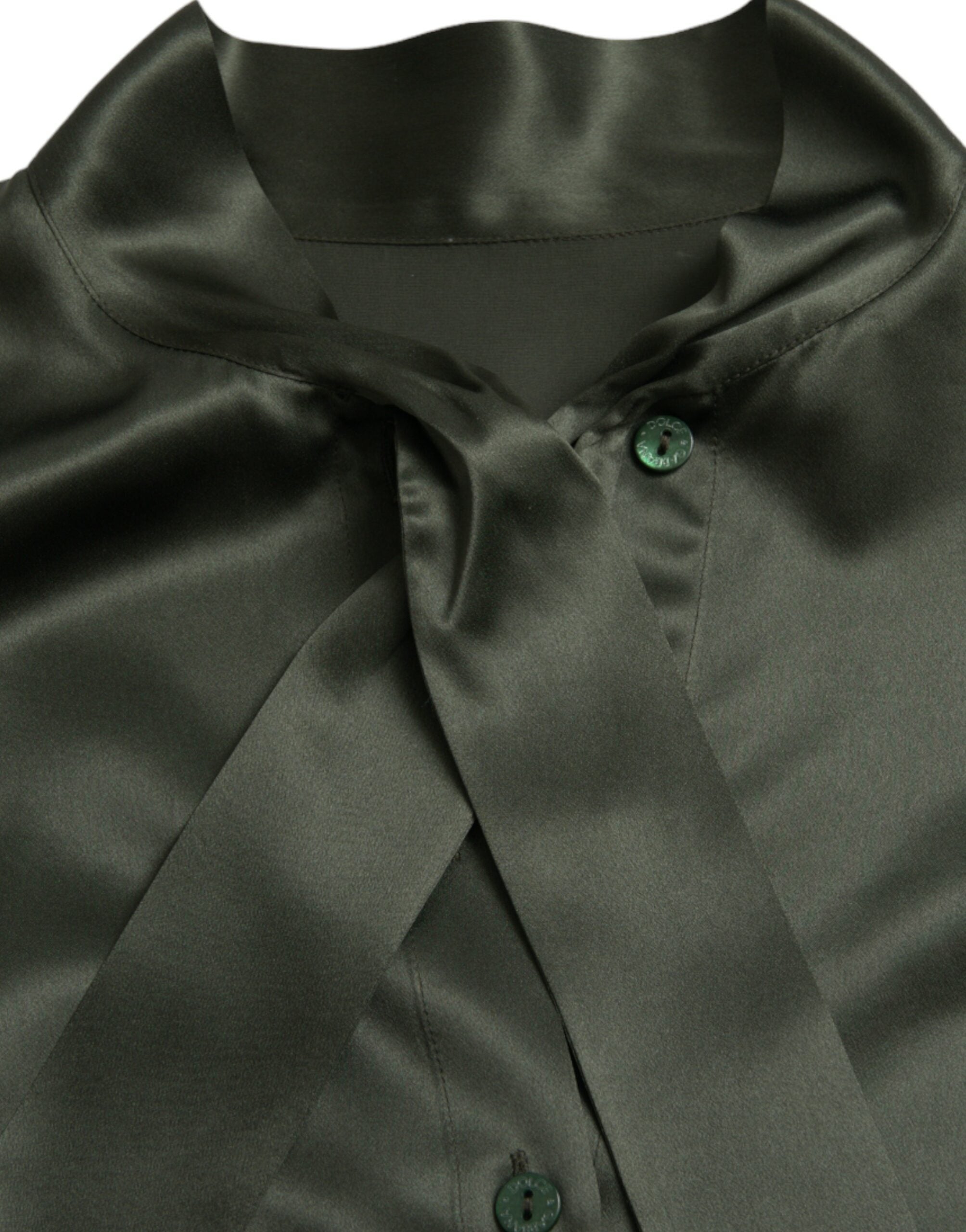 Gray Long Sleeves Ascot Collar Blouse Top