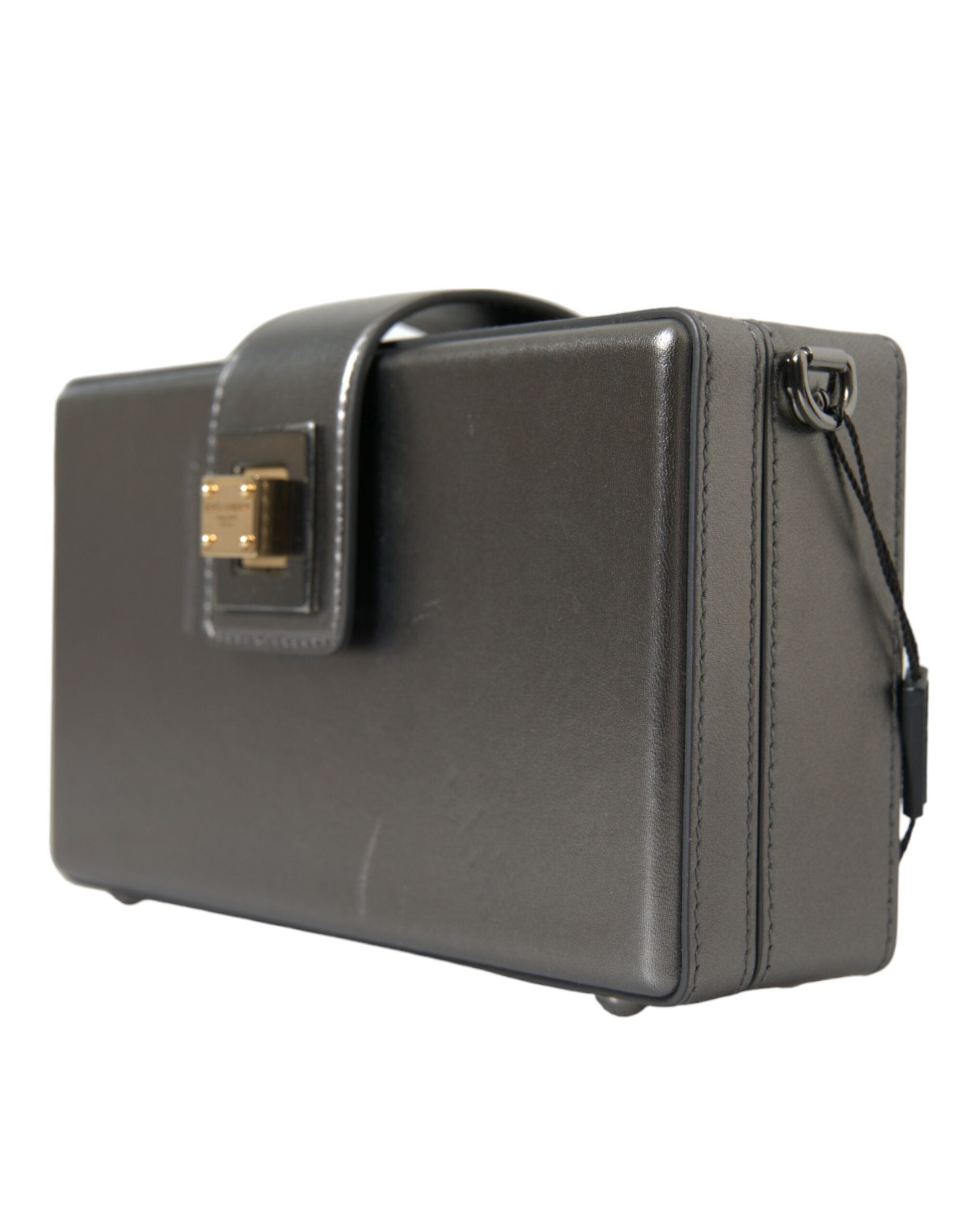 Metallic Gray Calfskin Leather DG BOX Shoulder Bag