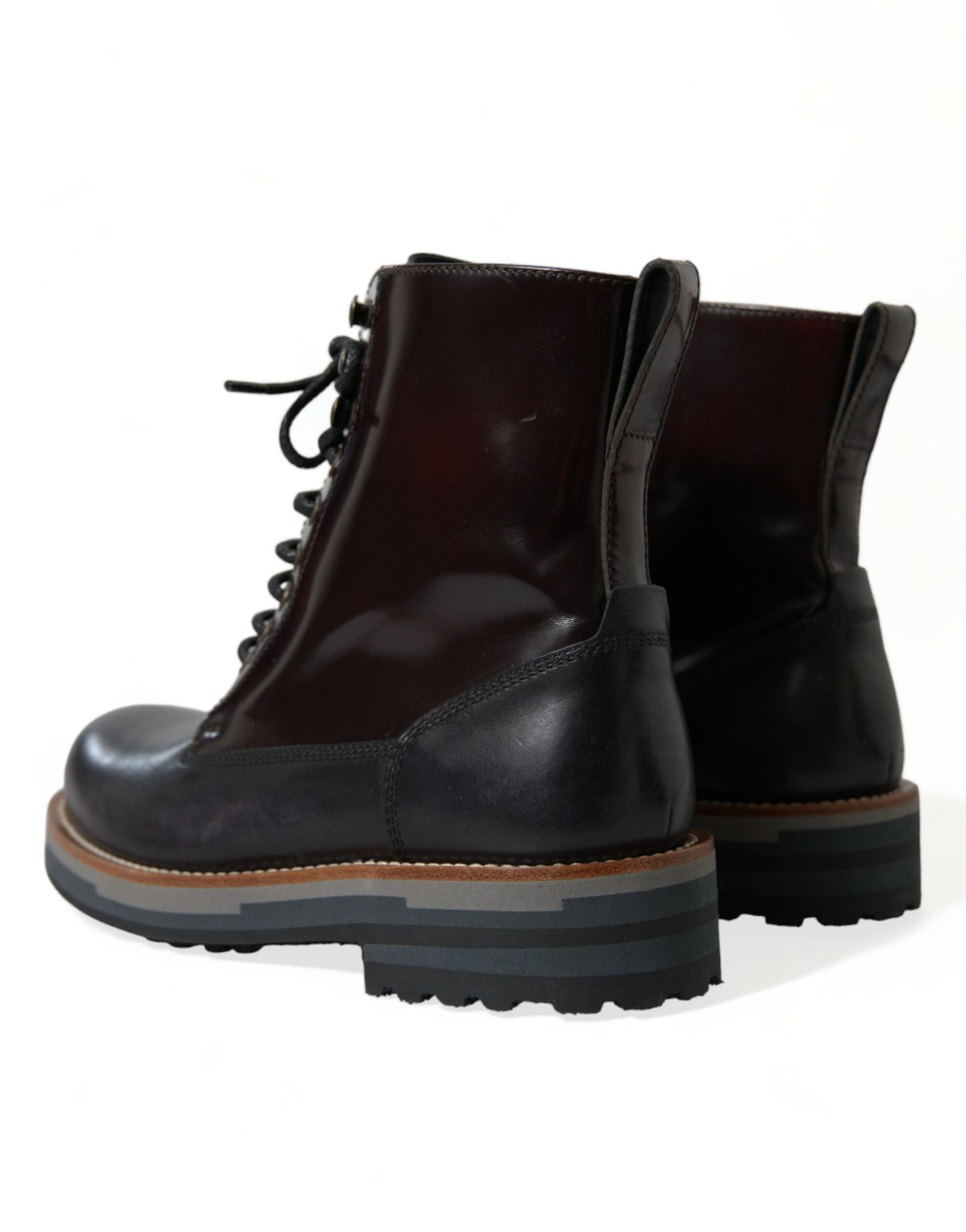 Black Leather Military Combat Boots Shoes