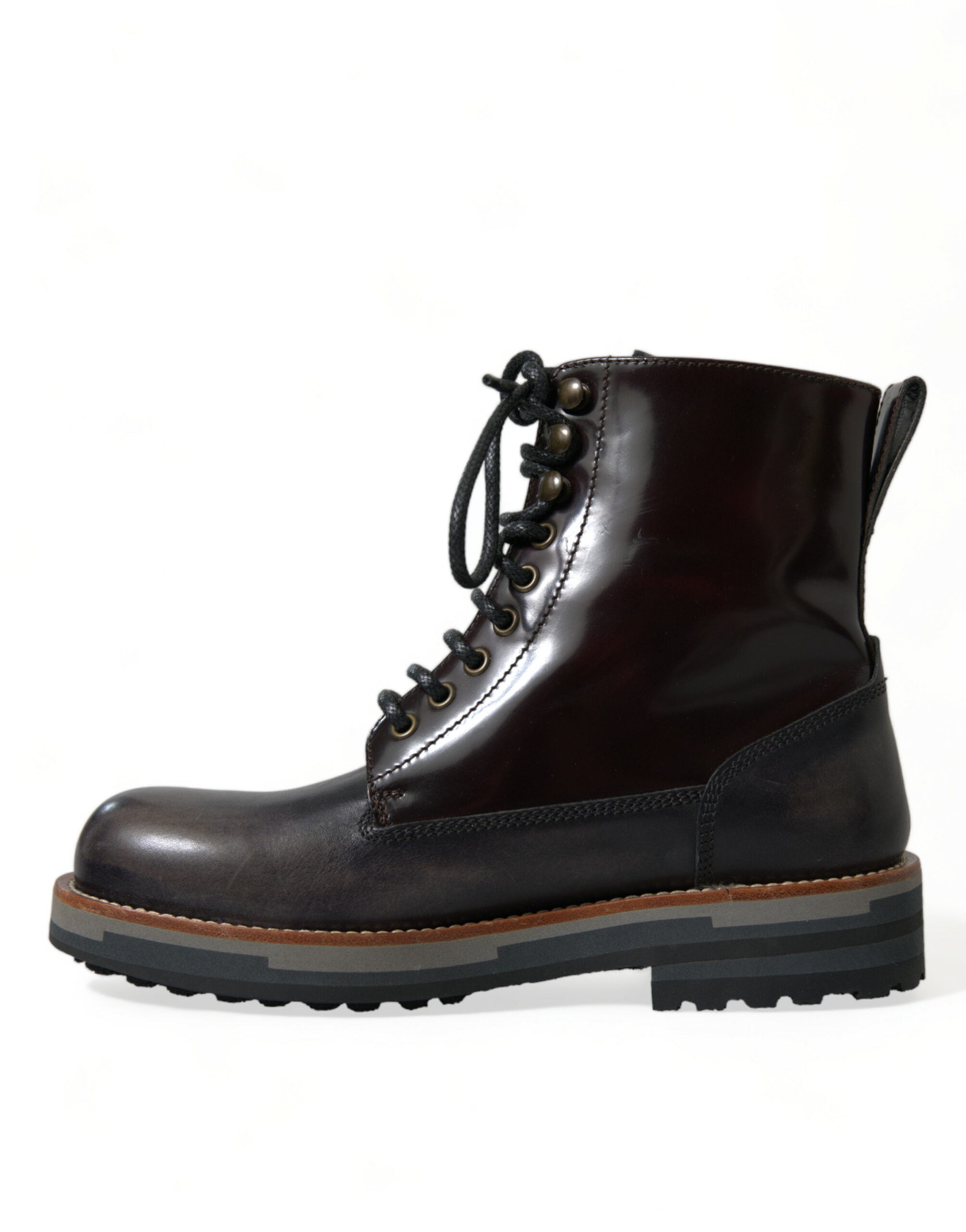 Black Leather Military Combat Boots Shoes