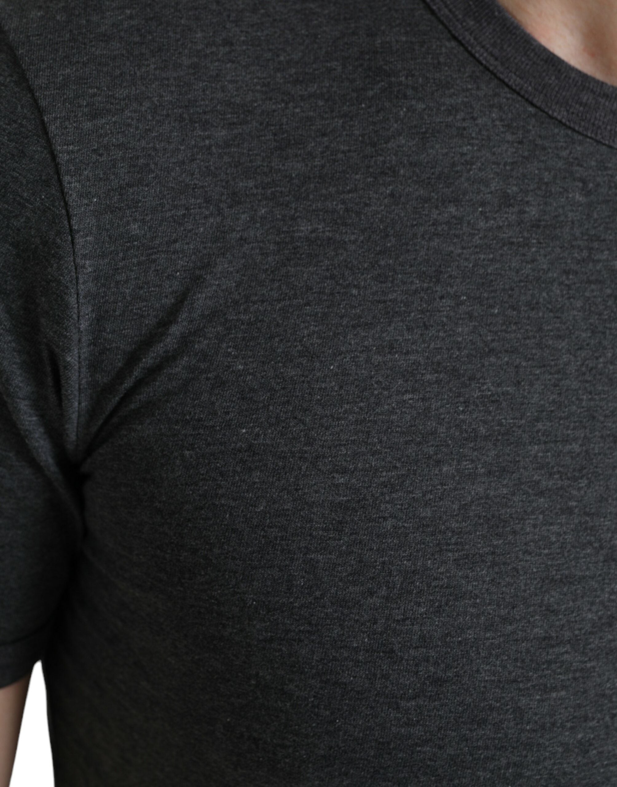 Dark Gray Cotton Crew Neck T-shirt