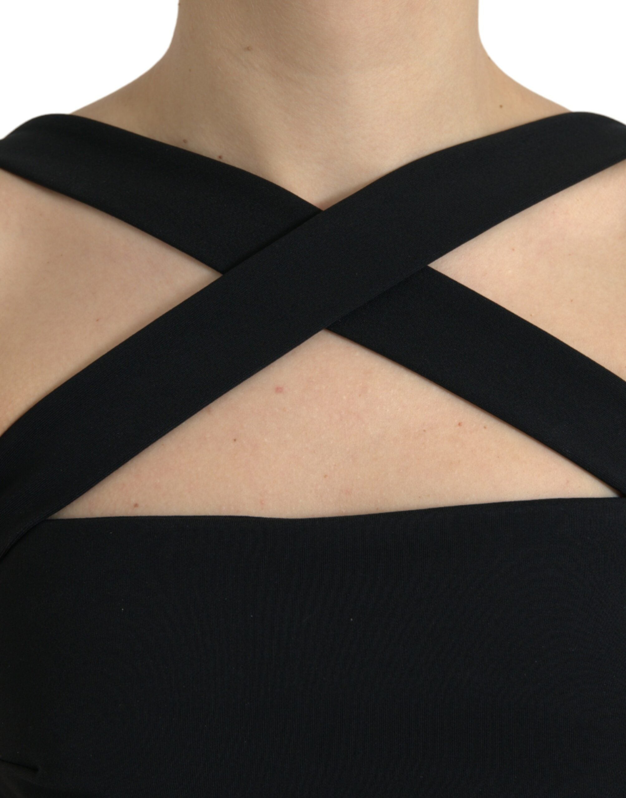 Black Sheath Halter Sleeveless Midi Dress