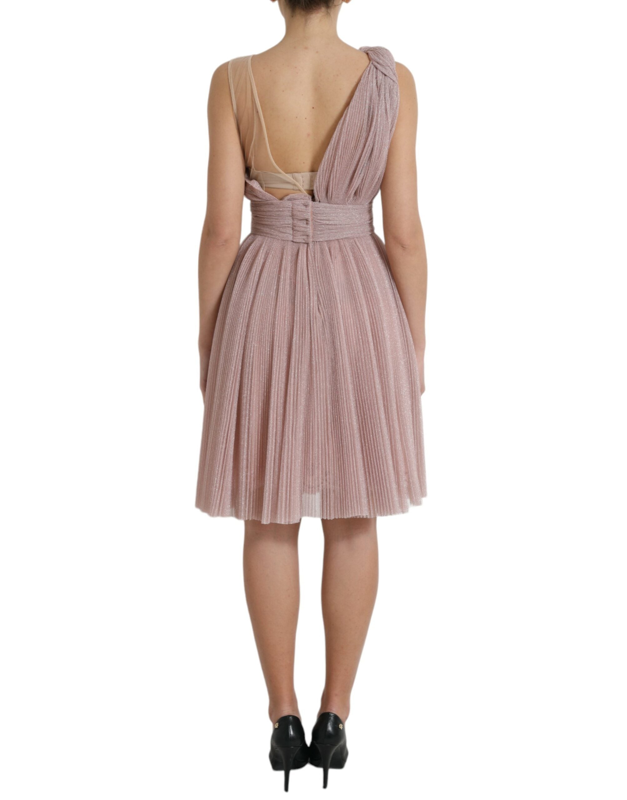 Light Lilac Pleated Lame Tulle One Shoulder Dress