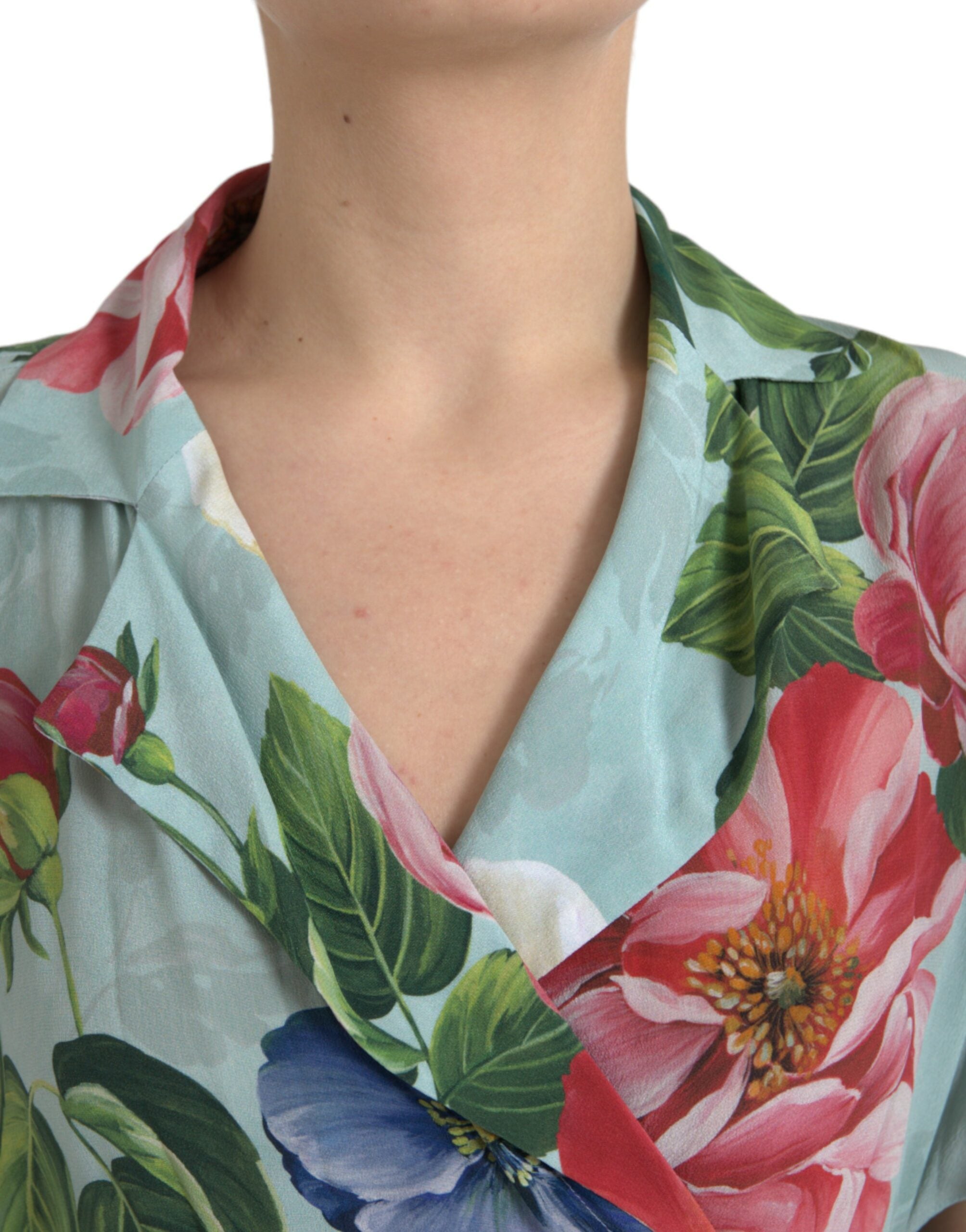 Blue Floral Wide Leg Wrap Jumpsuit Dress