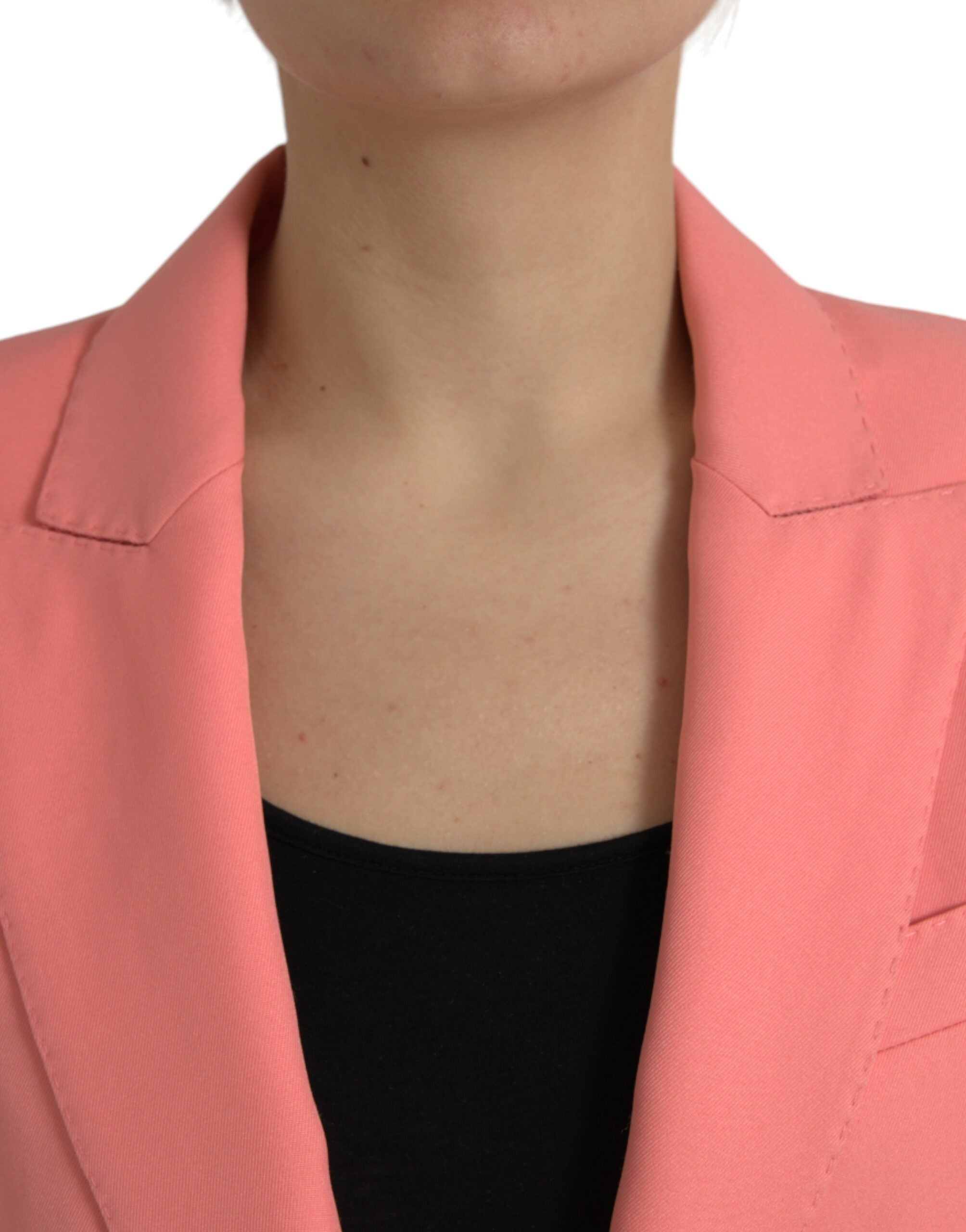 Pink Polyester Single Breasted Blazer Jacket
