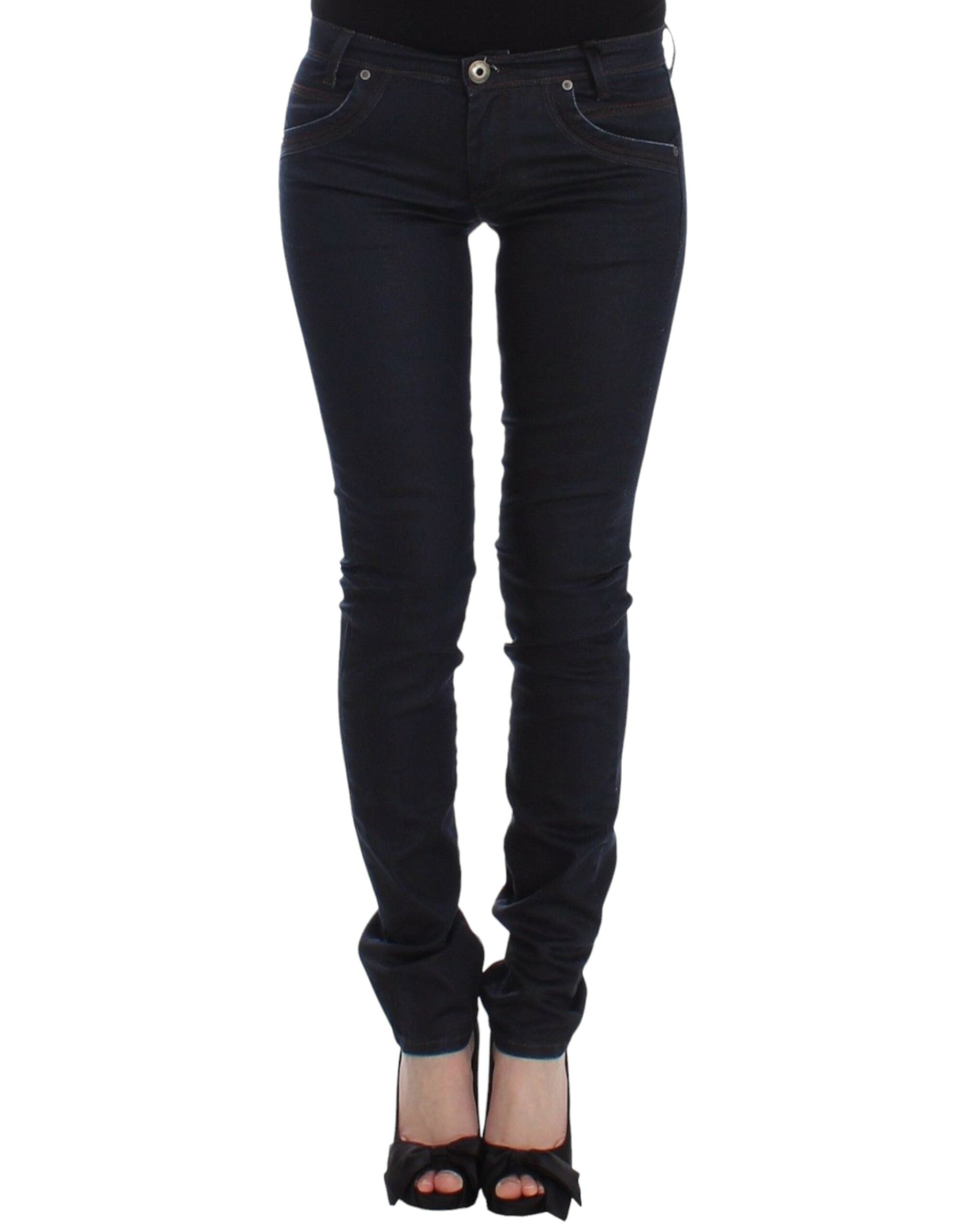 Blue Slim Jeans Denim Pants Skinny Leg Stretch
