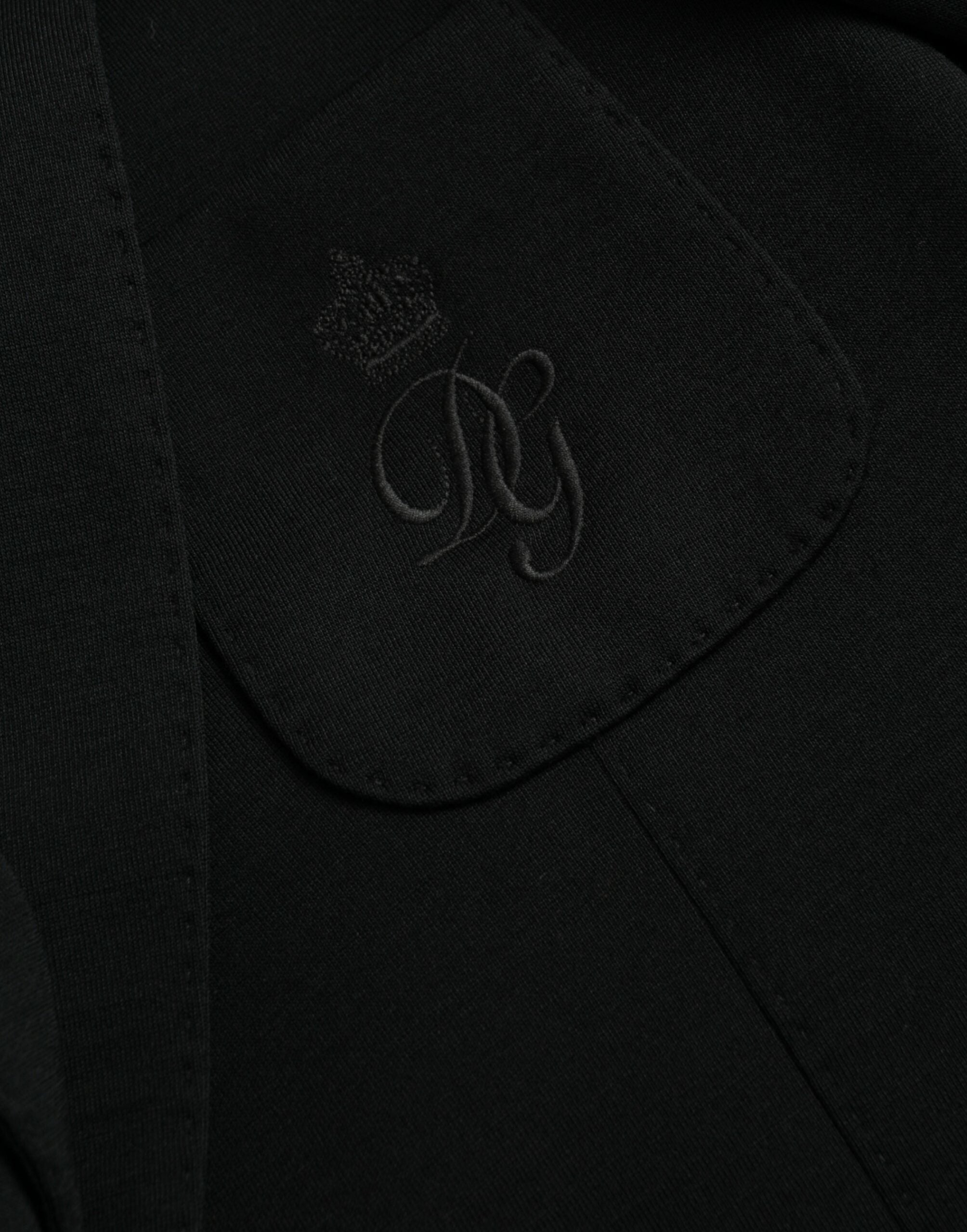 Black Wool Notch Single Breasted Coat Blazer