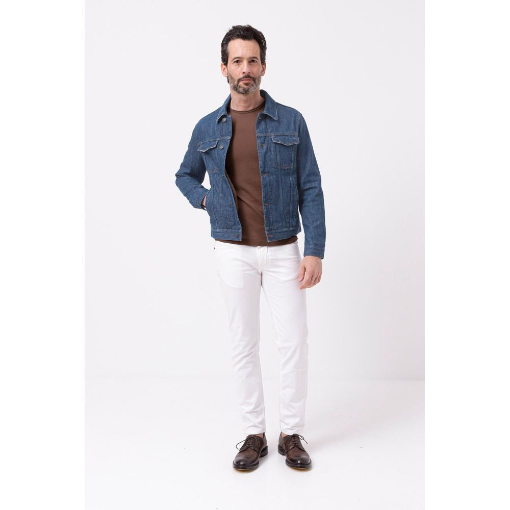 Blue Cotton Men Jacket
