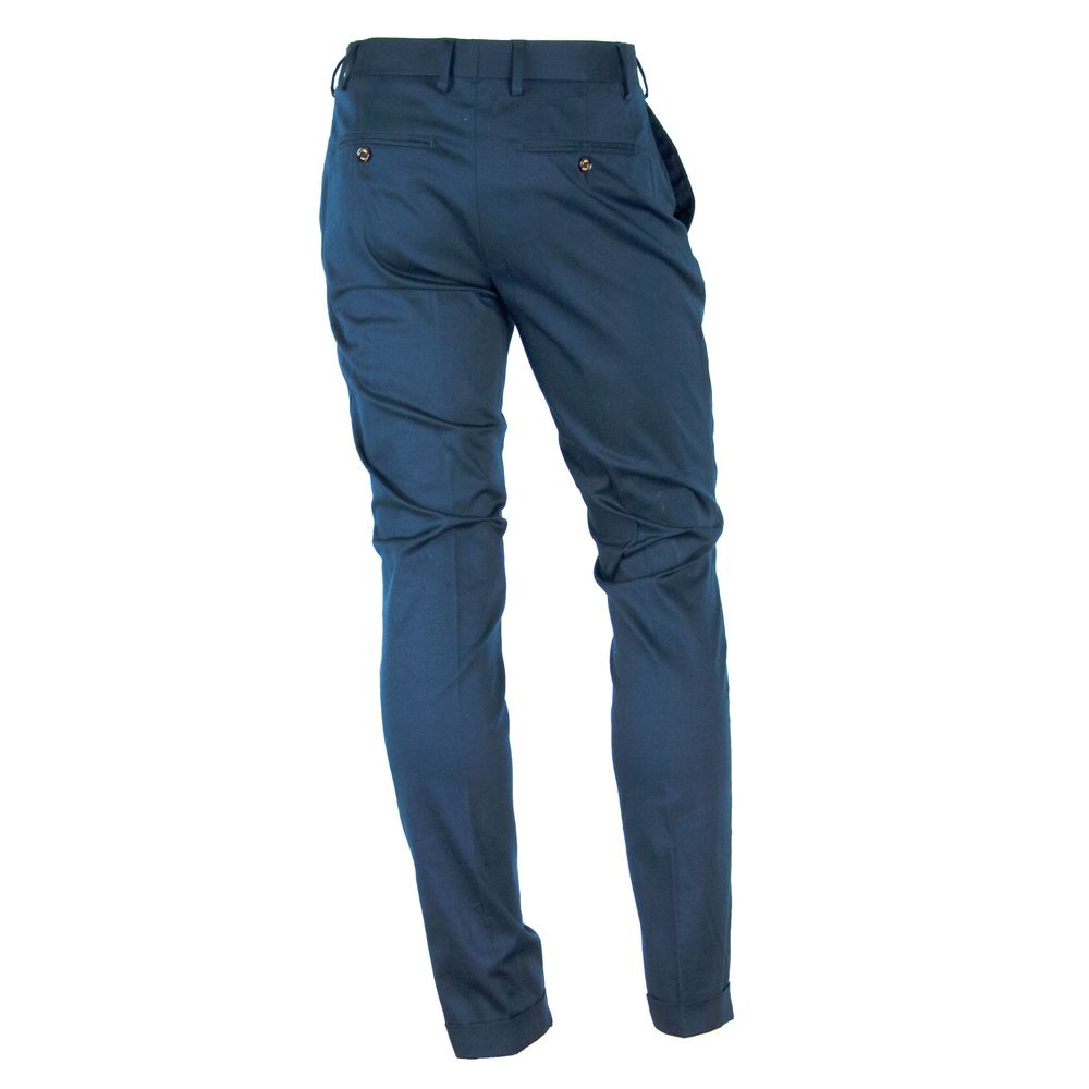 Blue Cotton Men Trouser