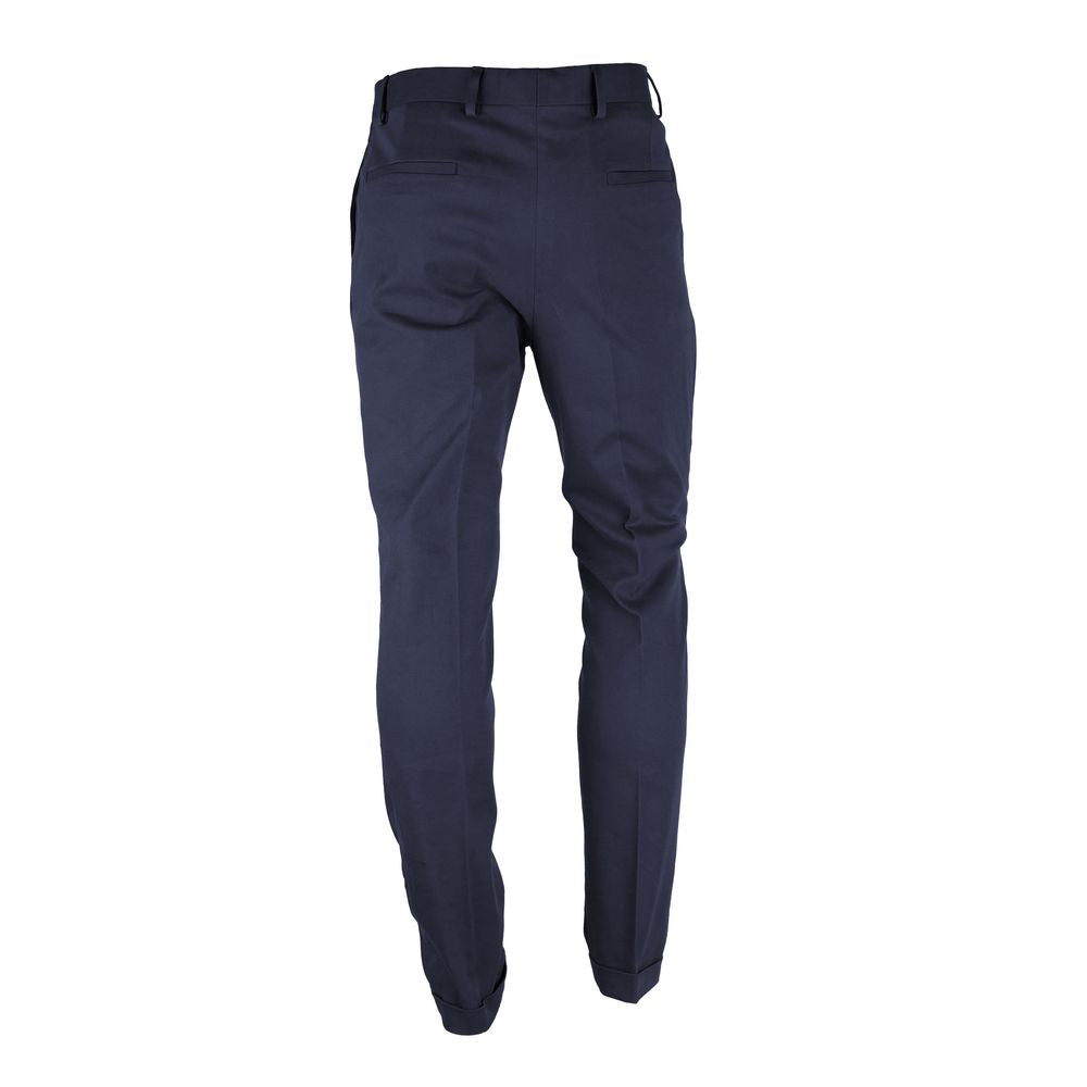 Blue Wool Men Trousers