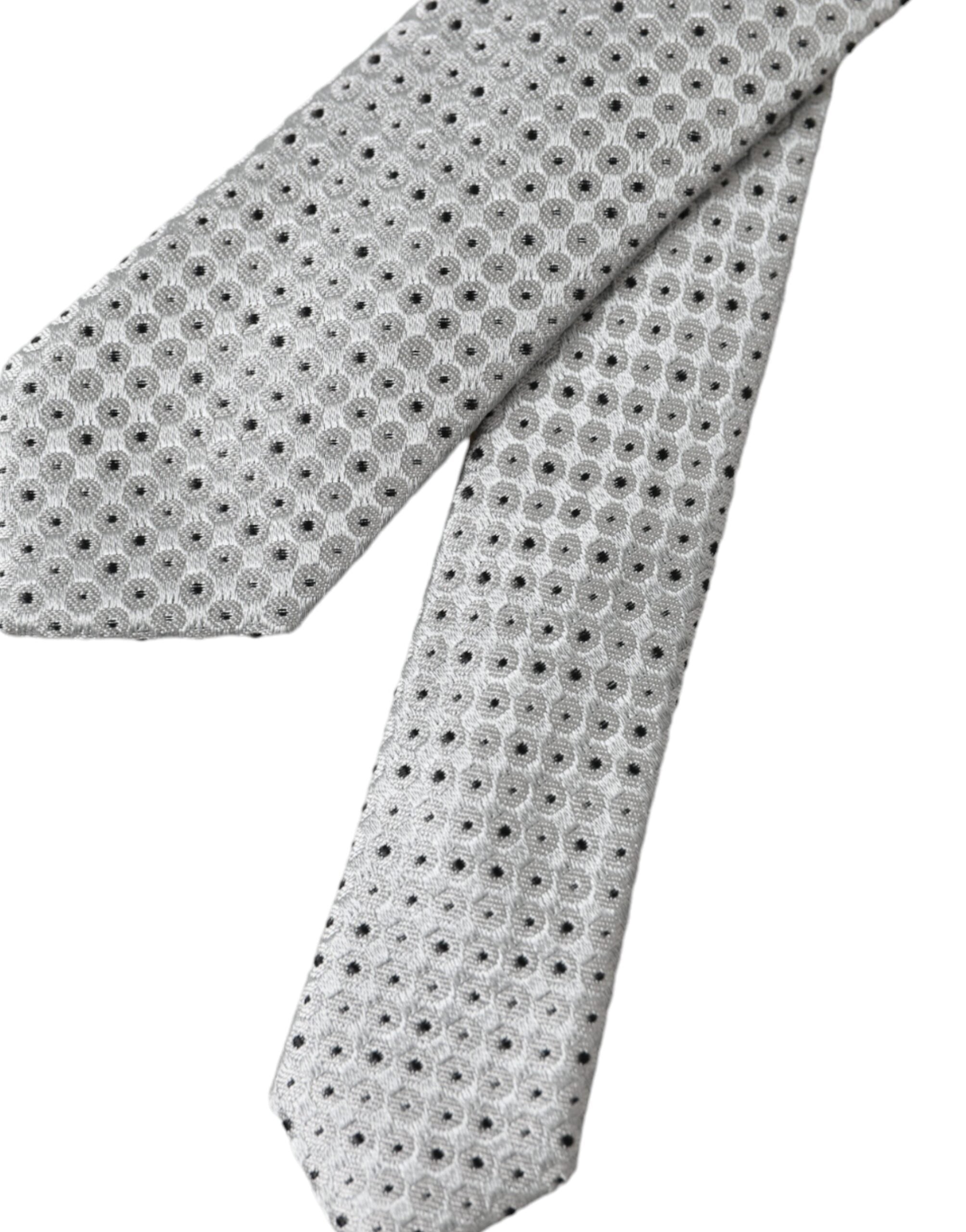 Light Gray Polka Dot Silk Adjustable Men Tie