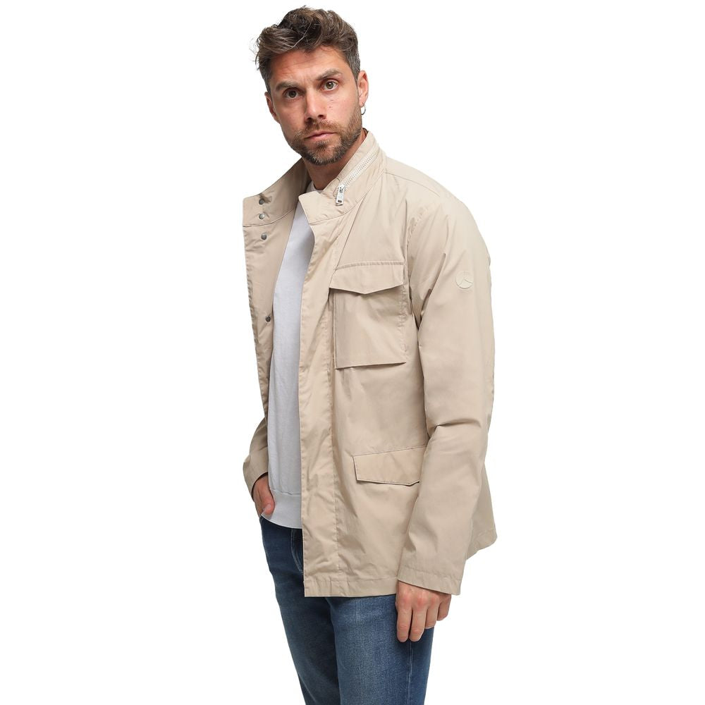 Beige Cotton Men Jacket