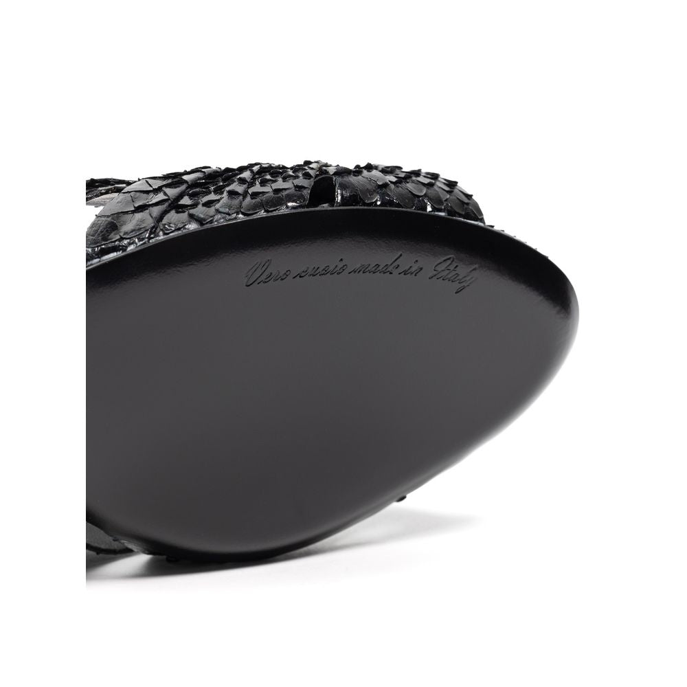 Black Snake Skin Platform Sandals