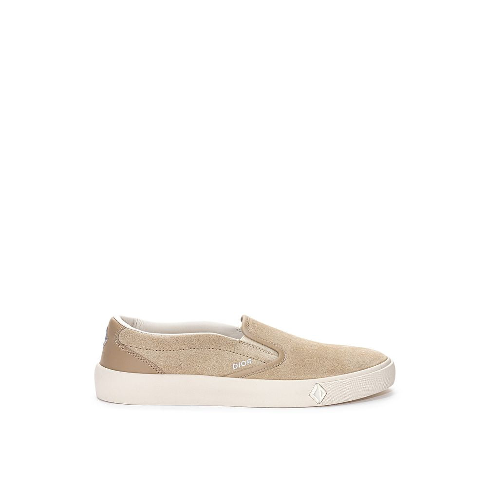 Beige Leather Slip-On Loafers
