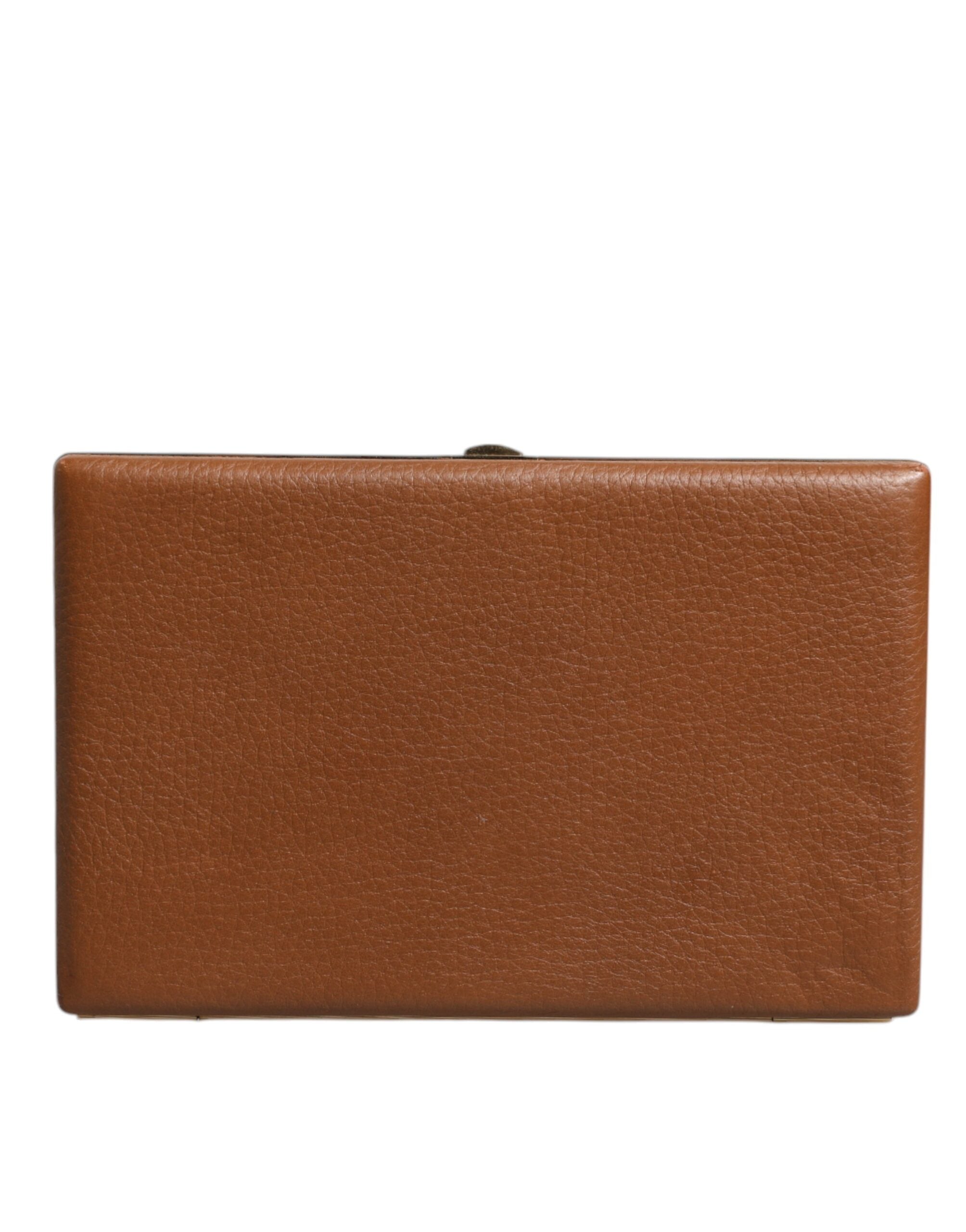 Brown Leather Clutch Evening Crossbody Bag