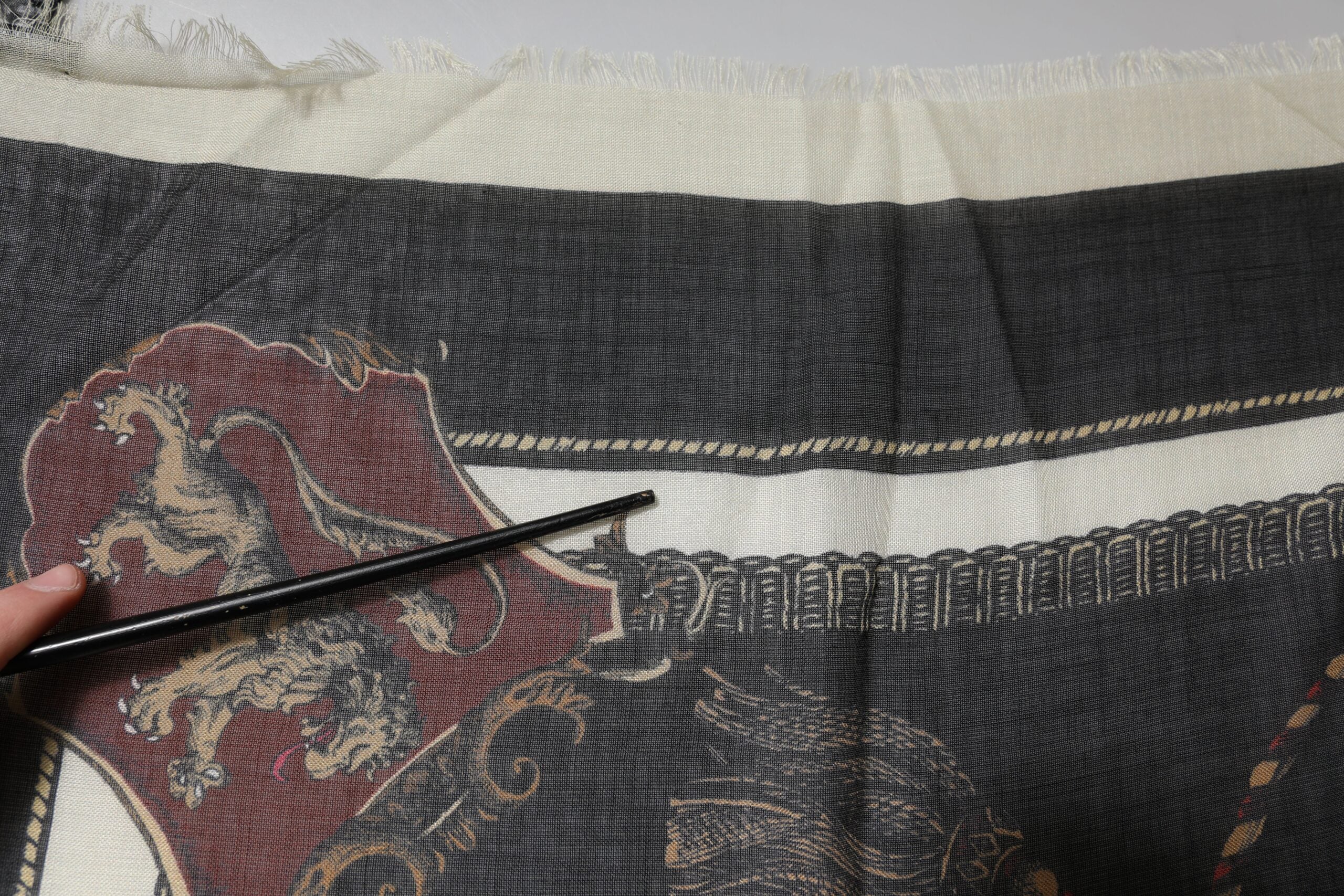 Multicolor Printed Cashmere Foulard Scarf