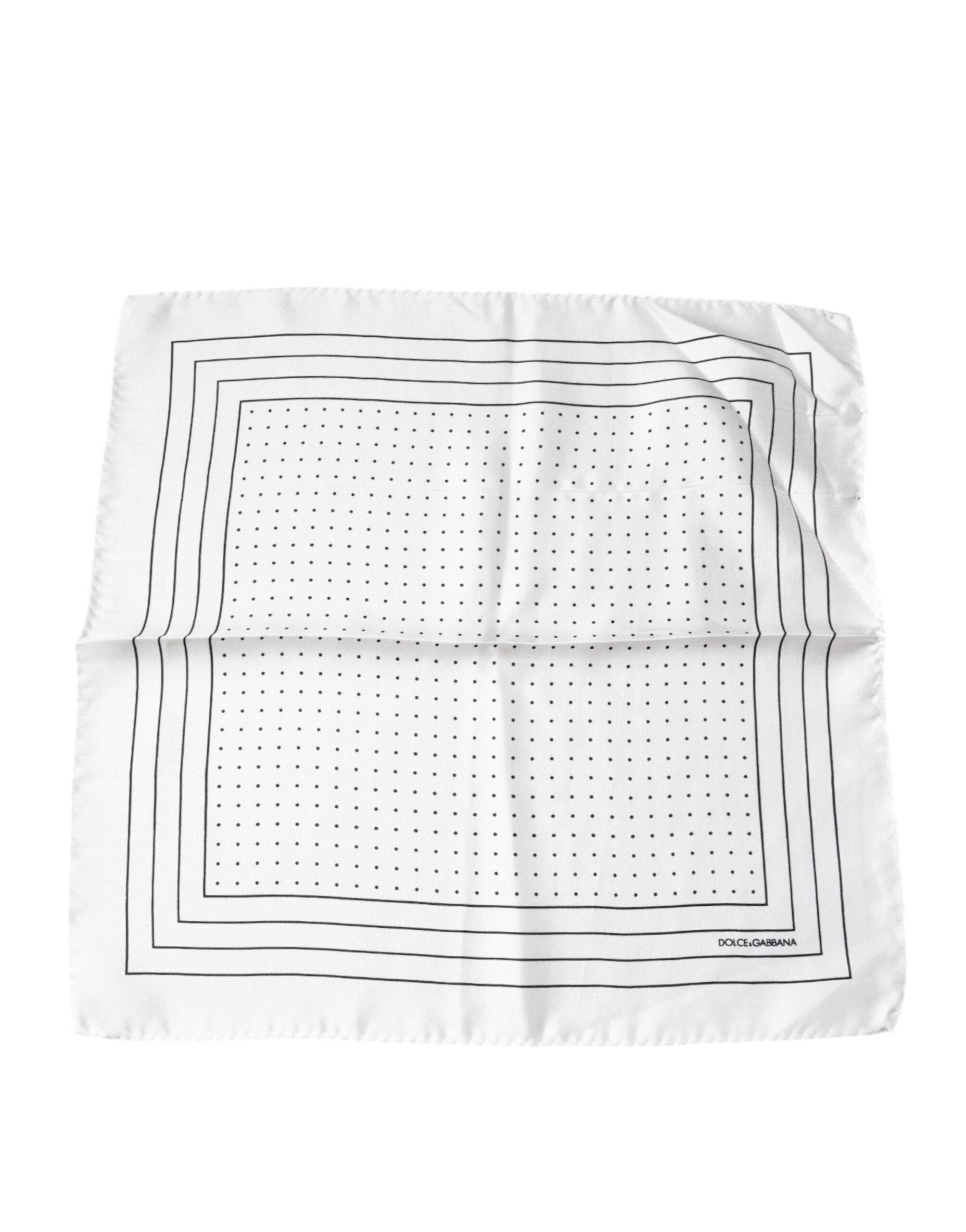 White Polka Dots Square Handkerchief Scarf
