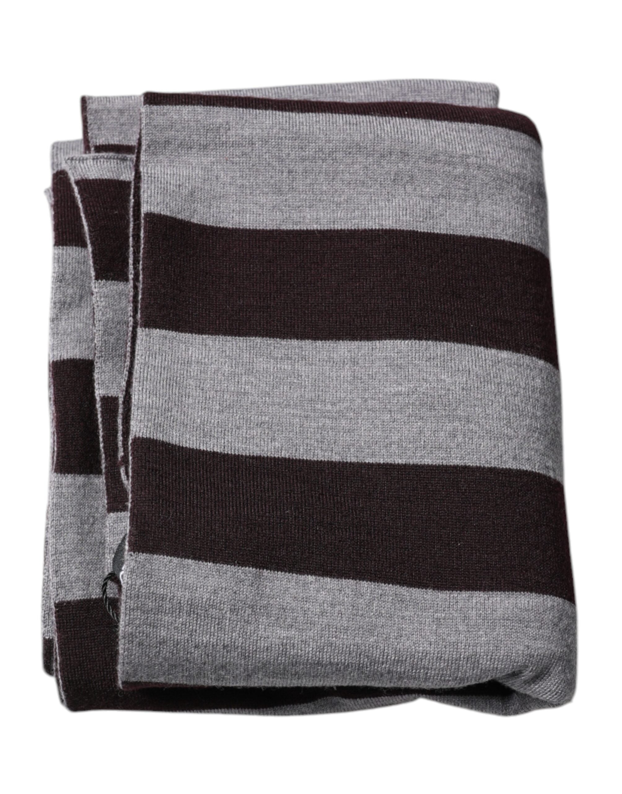 Black Gray Stripes Wool Neck Wrap Scarf
