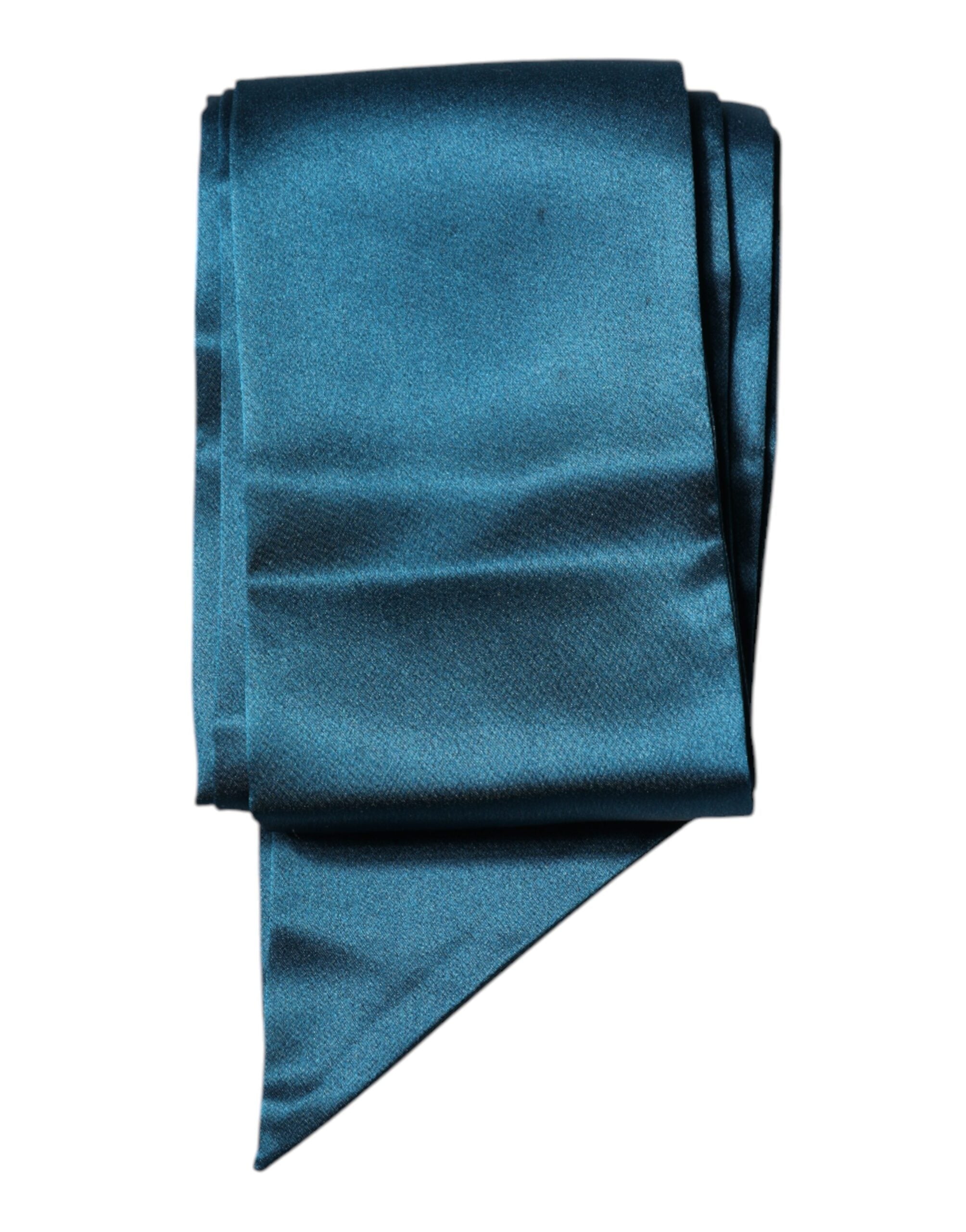 Dark Green Satin Silk Skinny Foulard Scarf