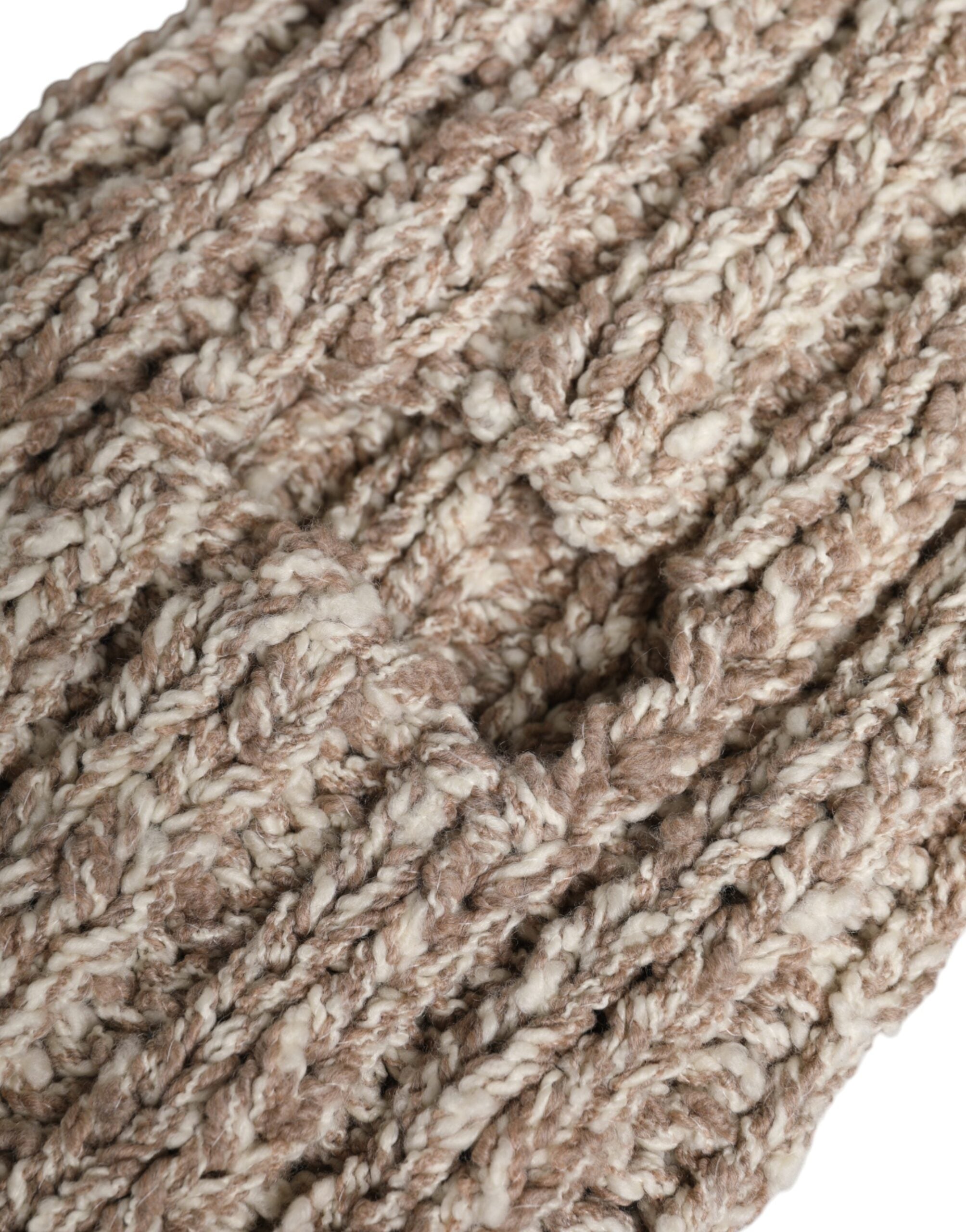 Beige Wool Knitted Ski Mask Balaclava Hat