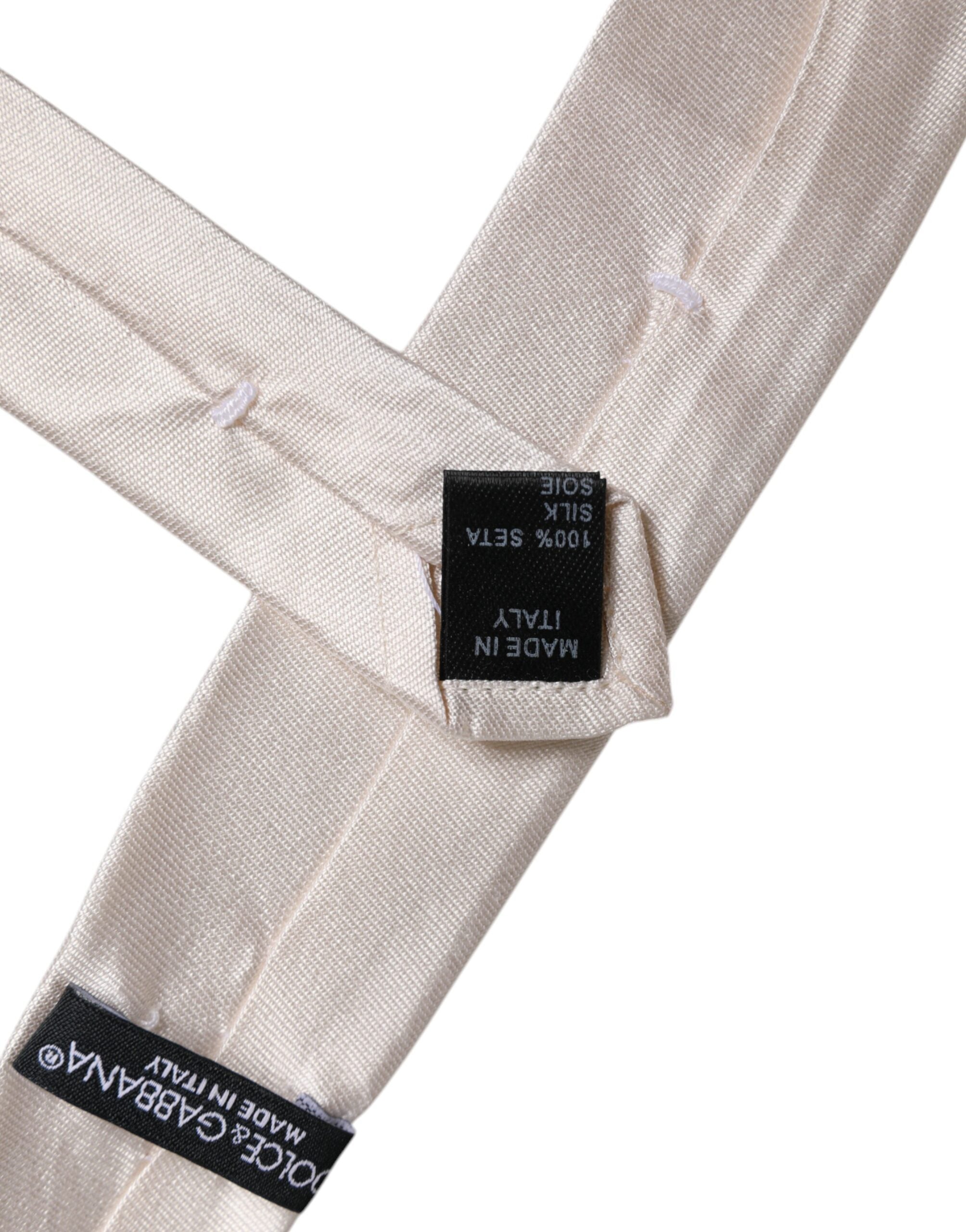 White Solid Silk Adjustable Necktie Tie