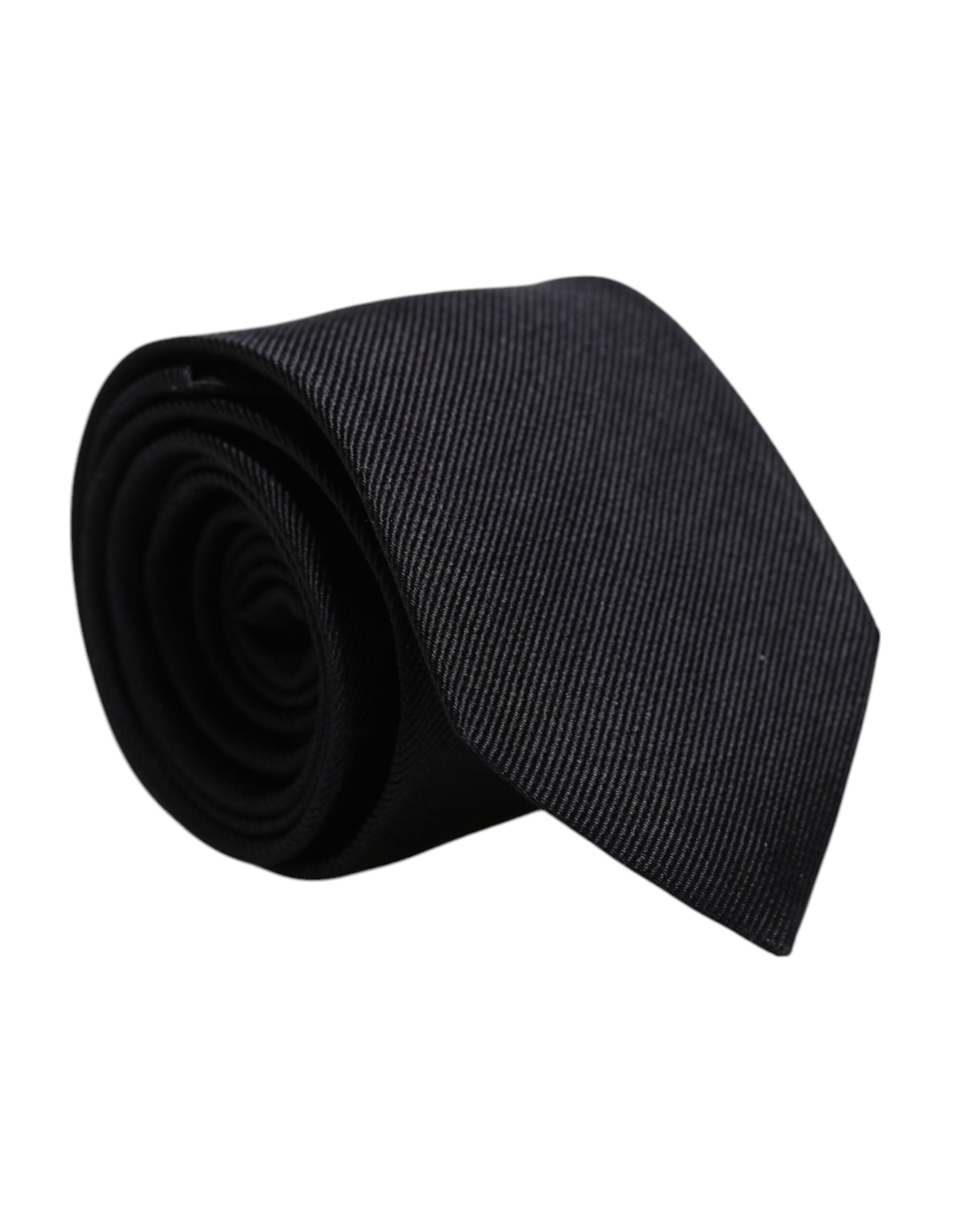 Black Solid Silk Adjustable Necktie Tie