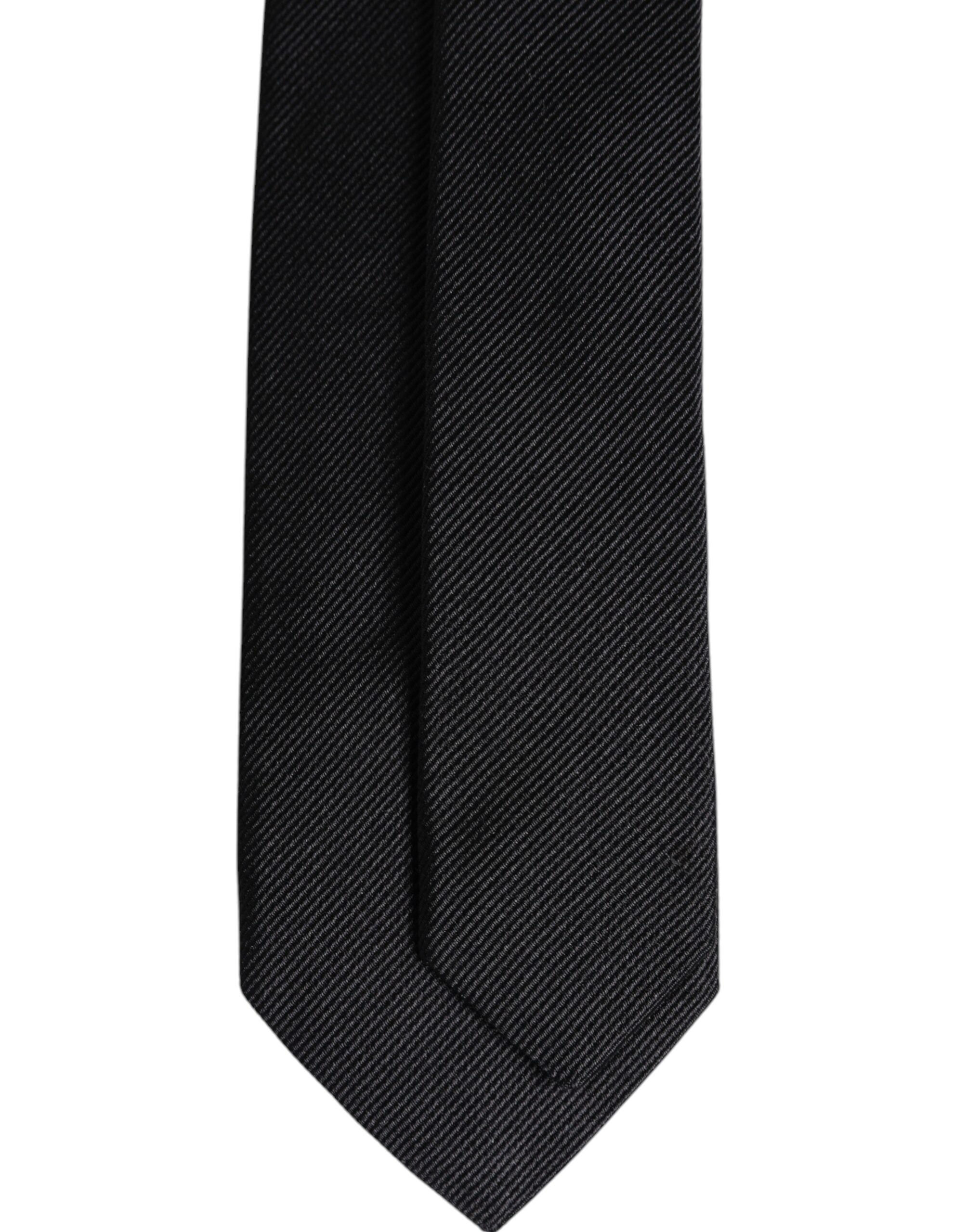 Black Solid Silk Adjustable Necktie Tie