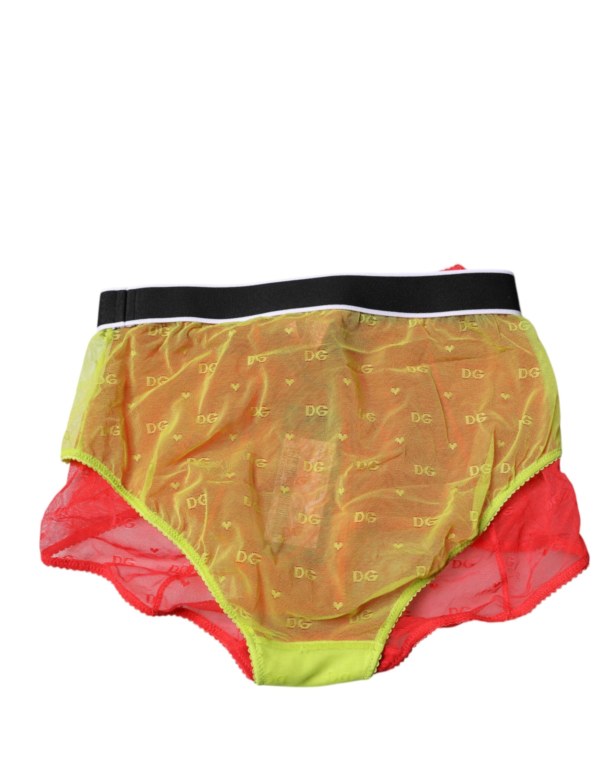 Red Yellow Tulle Mid Waist Panty Underwear