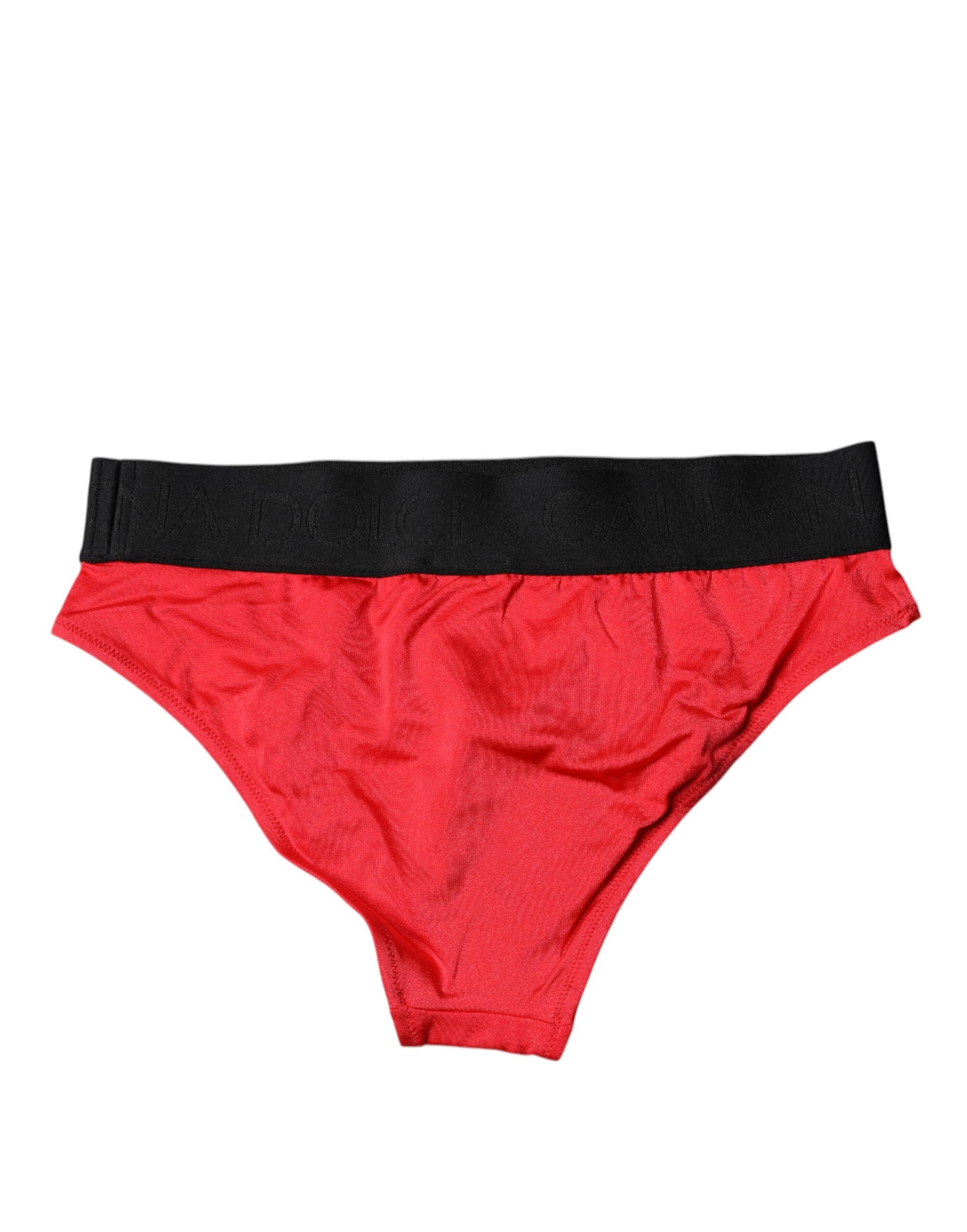 Red Nylon Stretch Mid Waist Panty Underwear